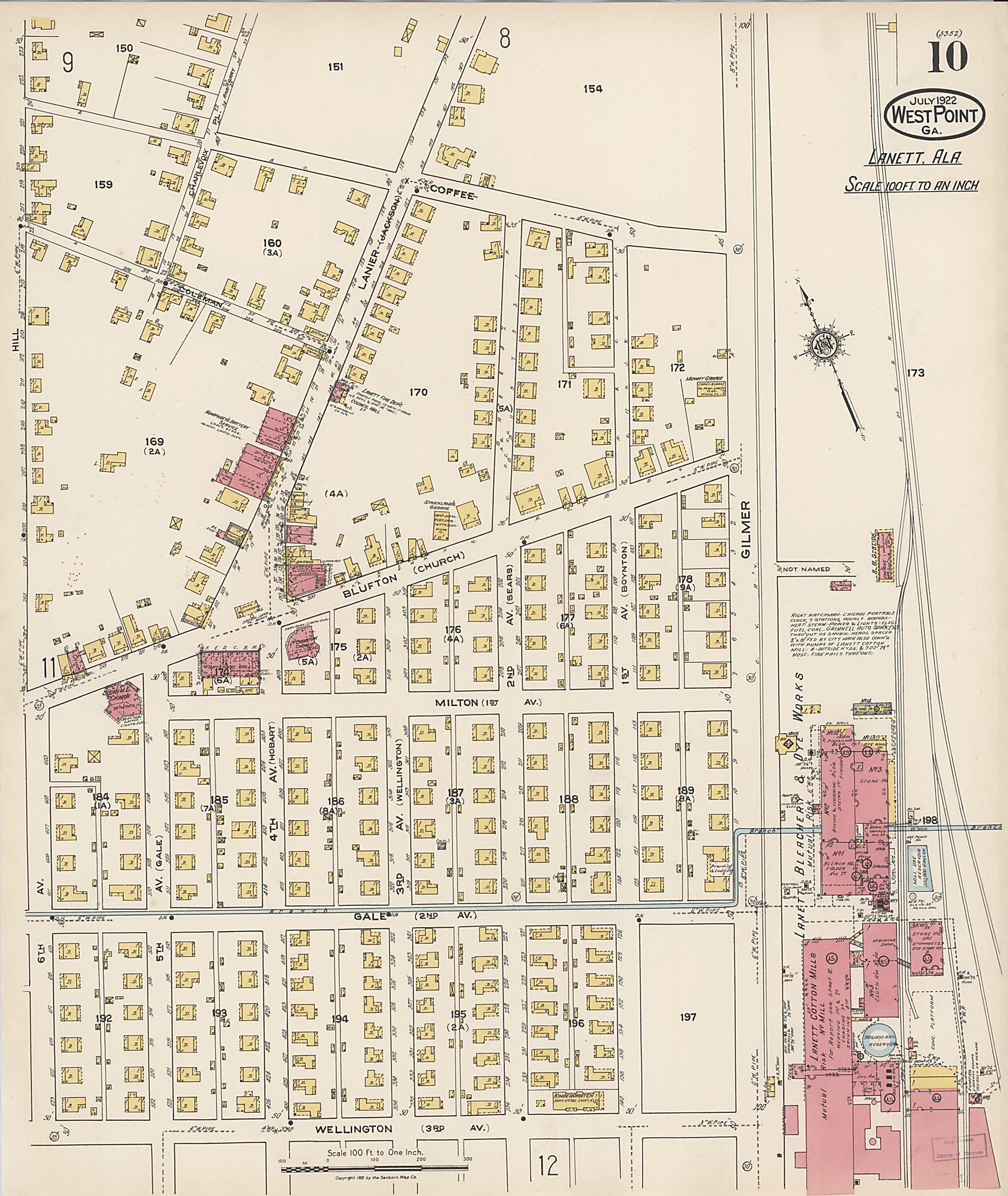 This old map of West Point, Troup County, Georgia was created by Sanborn Map Company in 1922