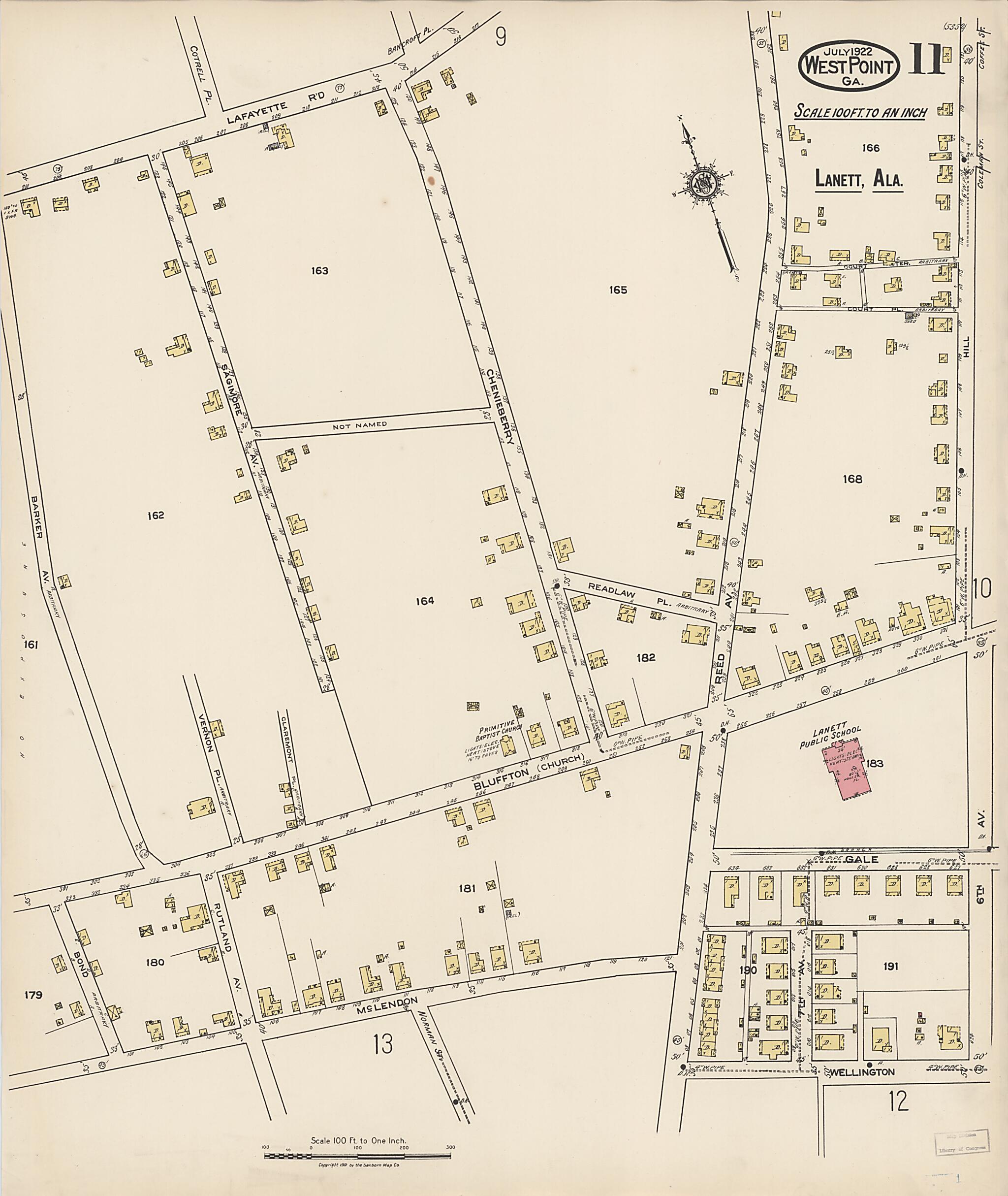 This old map of West Point, Troup County, Georgia was created by Sanborn Map Company in 1922