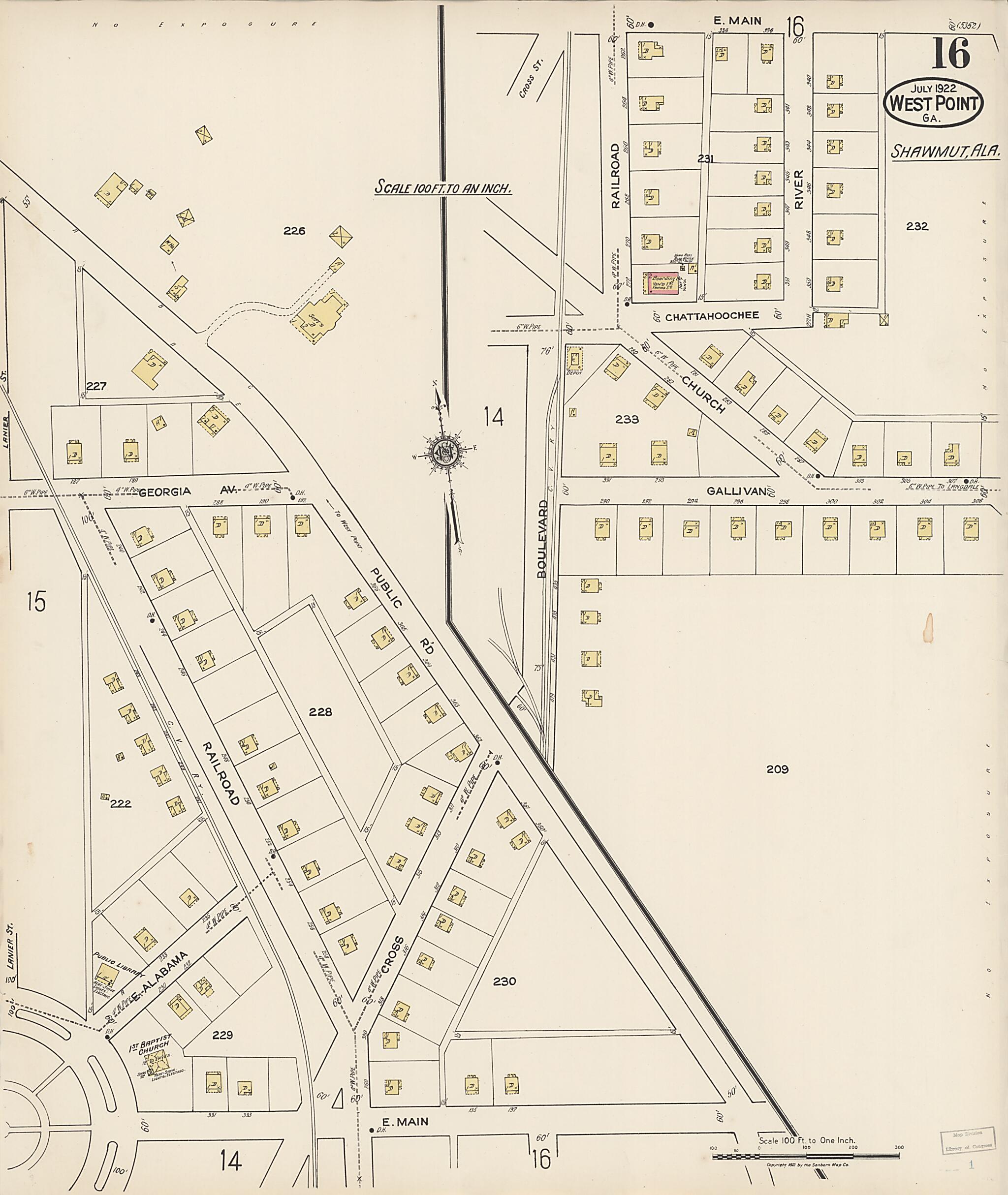 This old map of West Point, Troup County, Georgia was created by Sanborn Map Company in 1922