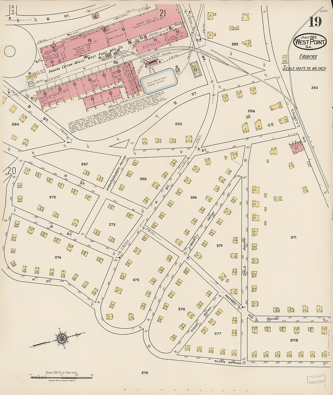 This old map of West Point, Troup County, Georgia was created by Sanborn Map Company in 1922