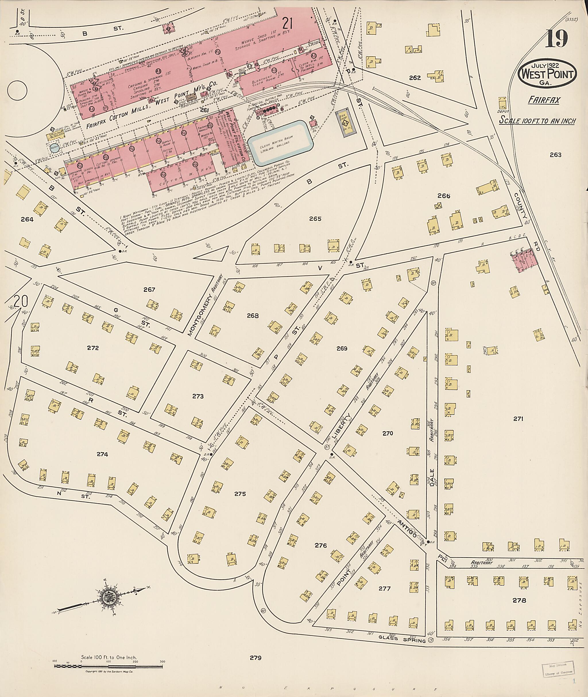 This old map of West Point, Troup County, Georgia was created by Sanborn Map Company in 1922
