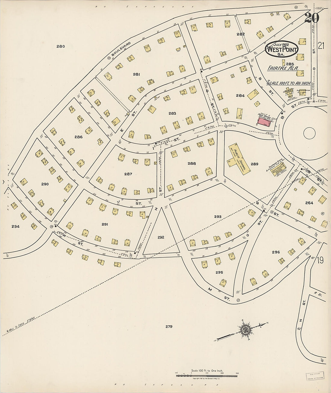 This old map of West Point, Troup County, Georgia was created by Sanborn Map Company in 1922