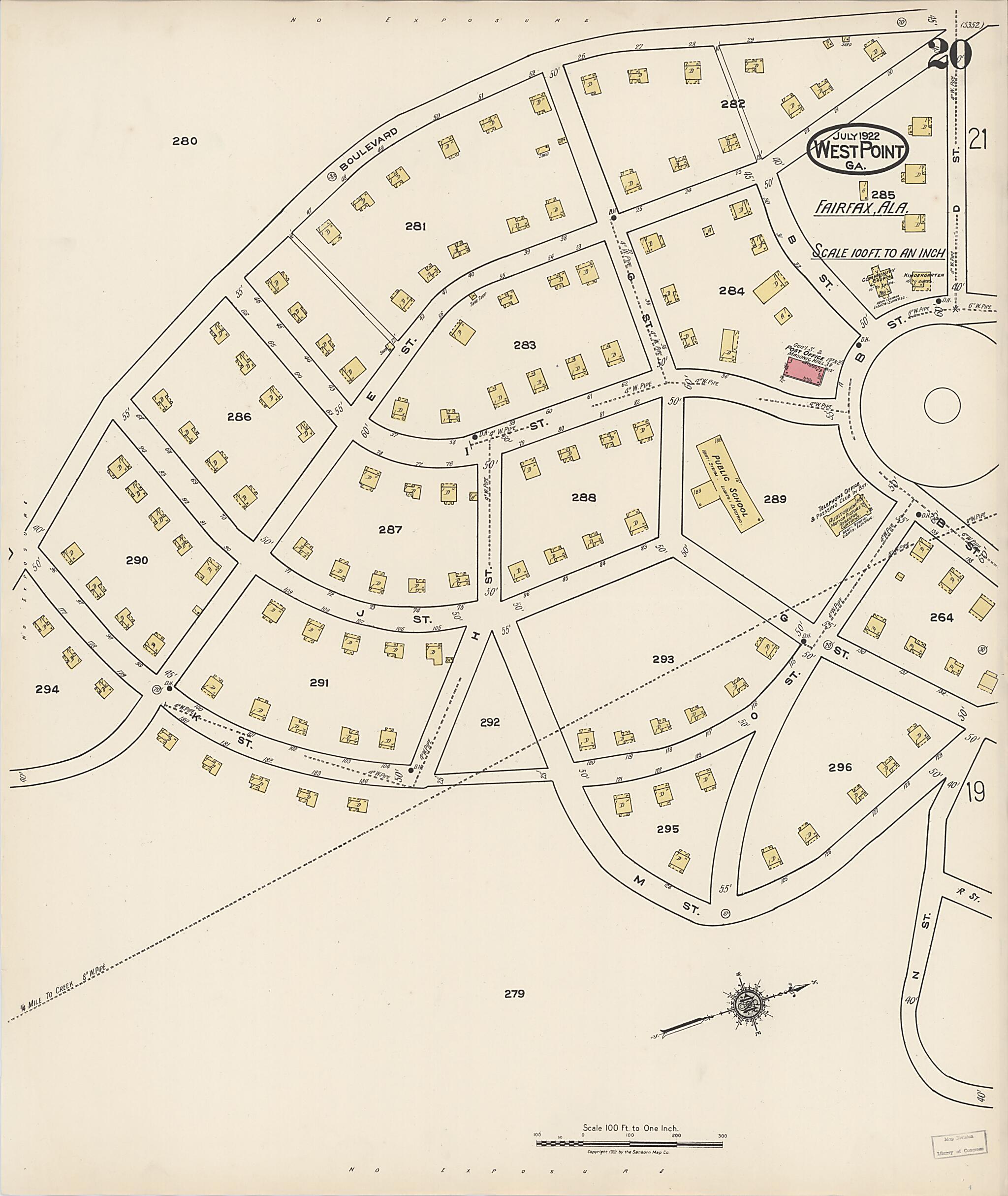 This old map of West Point, Troup County, Georgia was created by Sanborn Map Company in 1922
