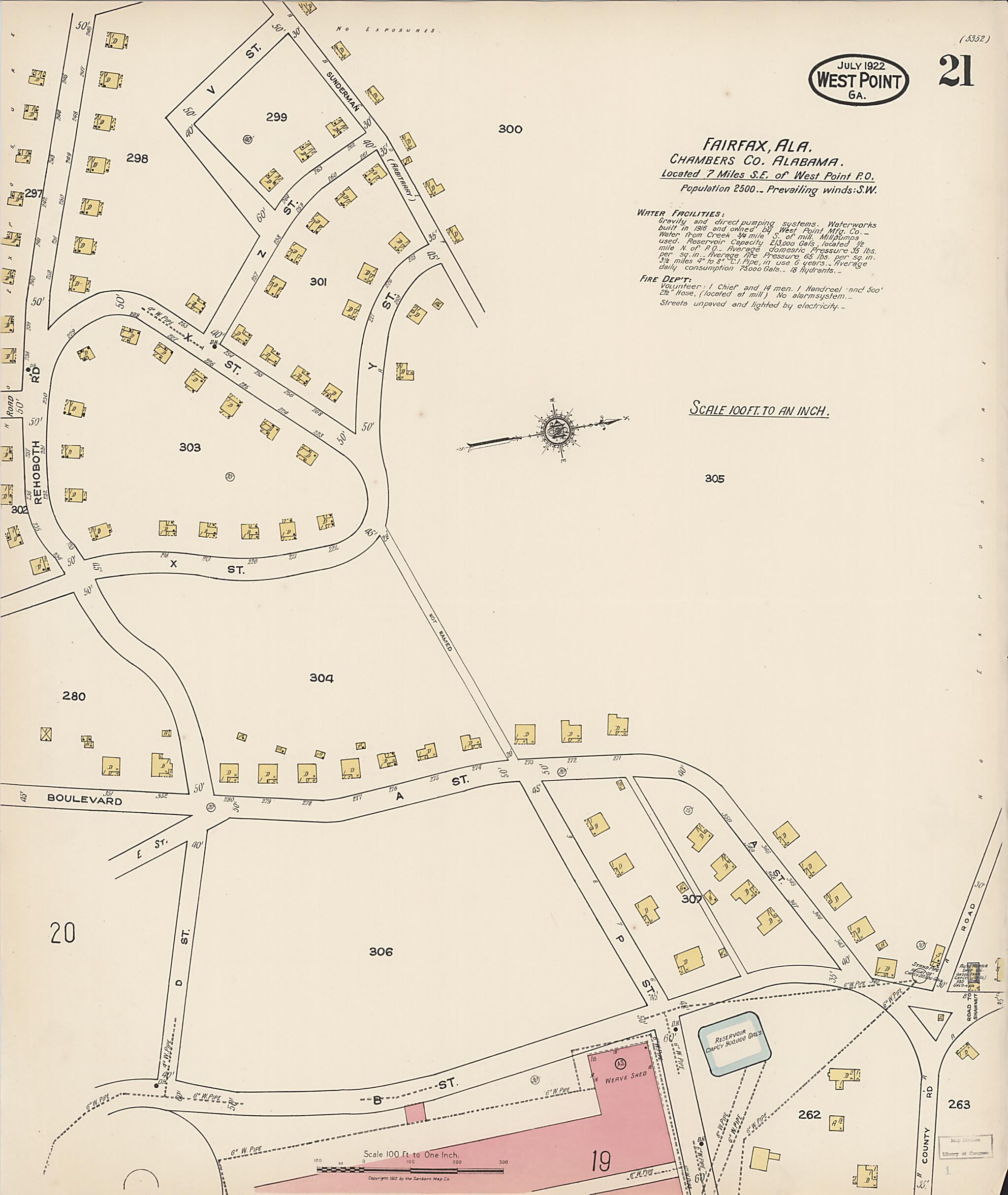 This old map of West Point, Troup County, Georgia was created by Sanborn Map Company in 1922