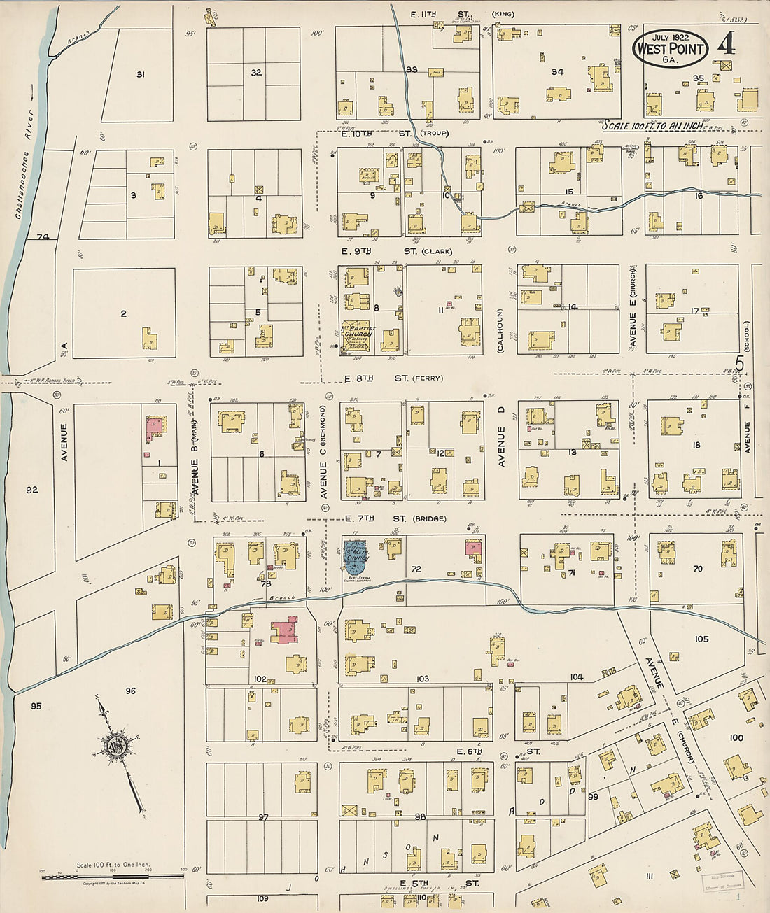 This old map of West Point, Troup County, Georgia was created by Sanborn Map Company in 1922