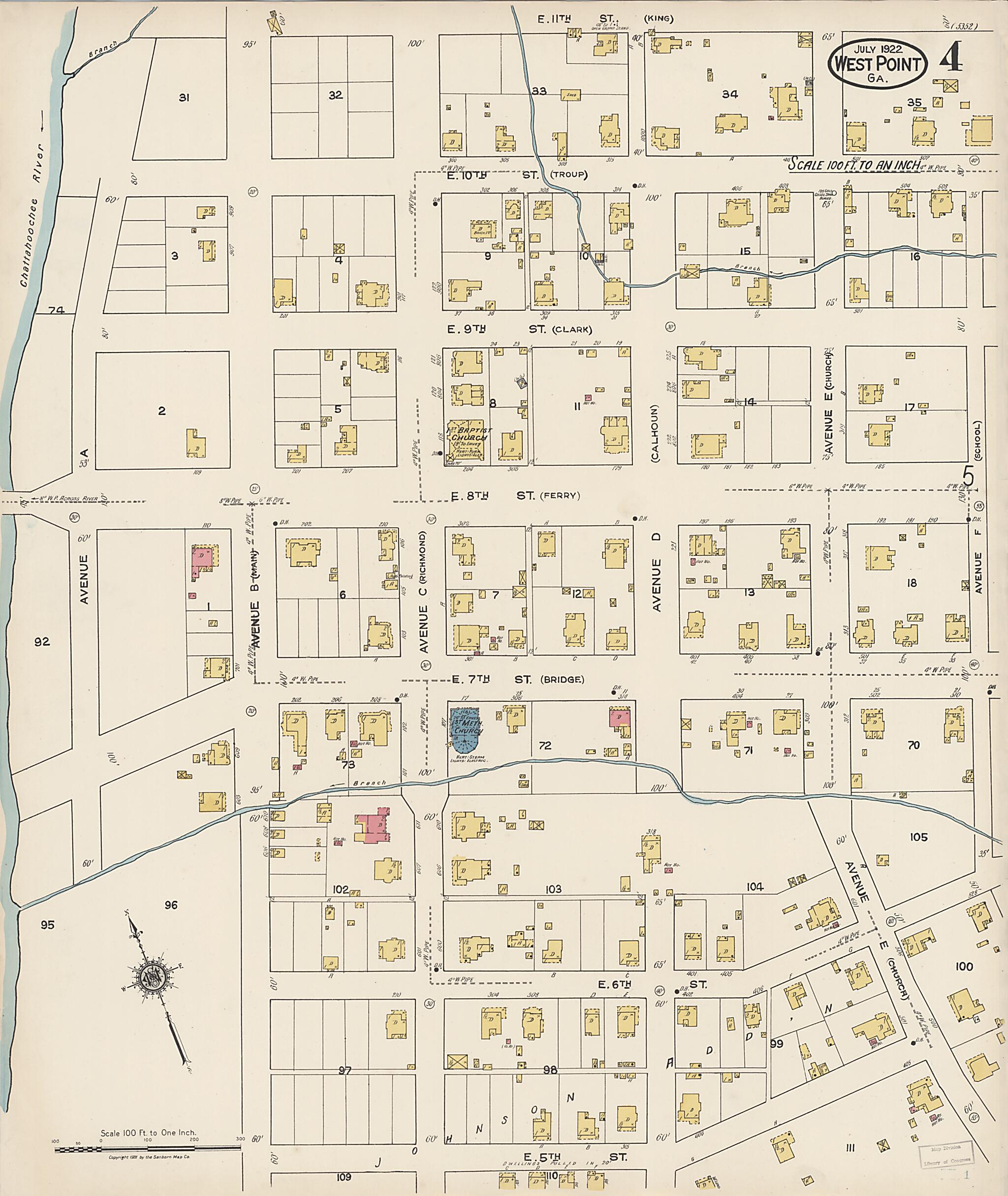 West Point, Troup County, Georgia 1922 (Sheet 4) by Relic Map Company