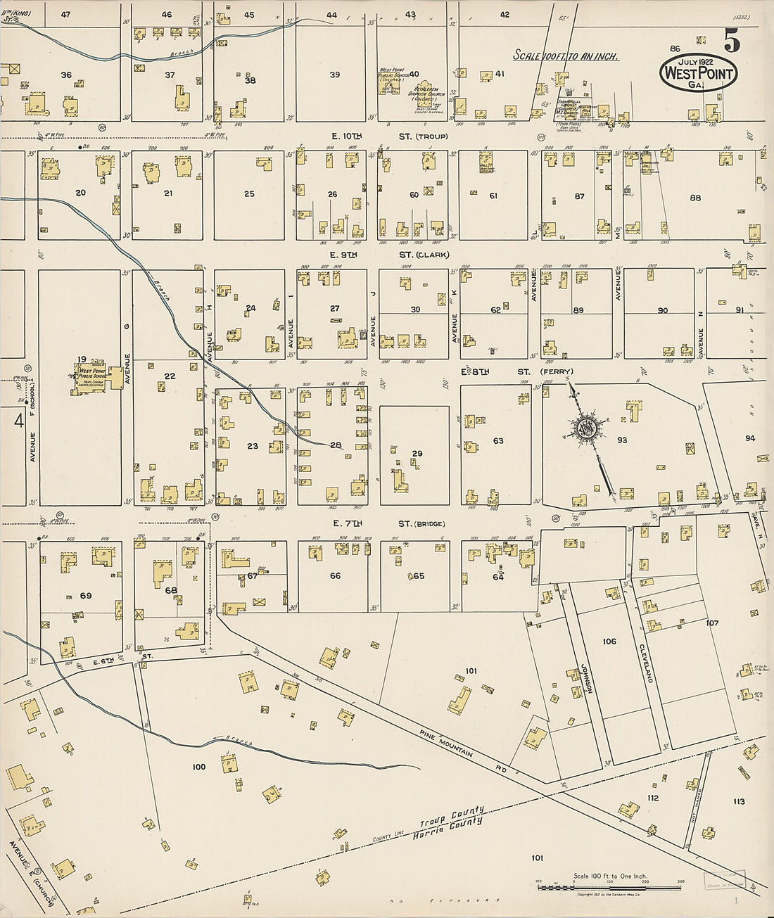 This old map of West Point, Troup County, Georgia was created by Sanborn Map Company in 1922
