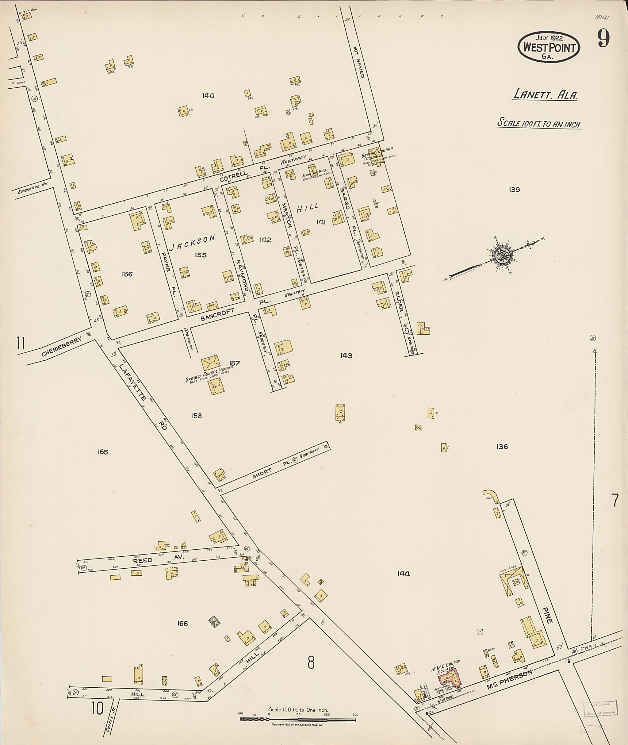 This old map of West Point, Troup County, Georgia was created by Sanborn Map Company in 1922