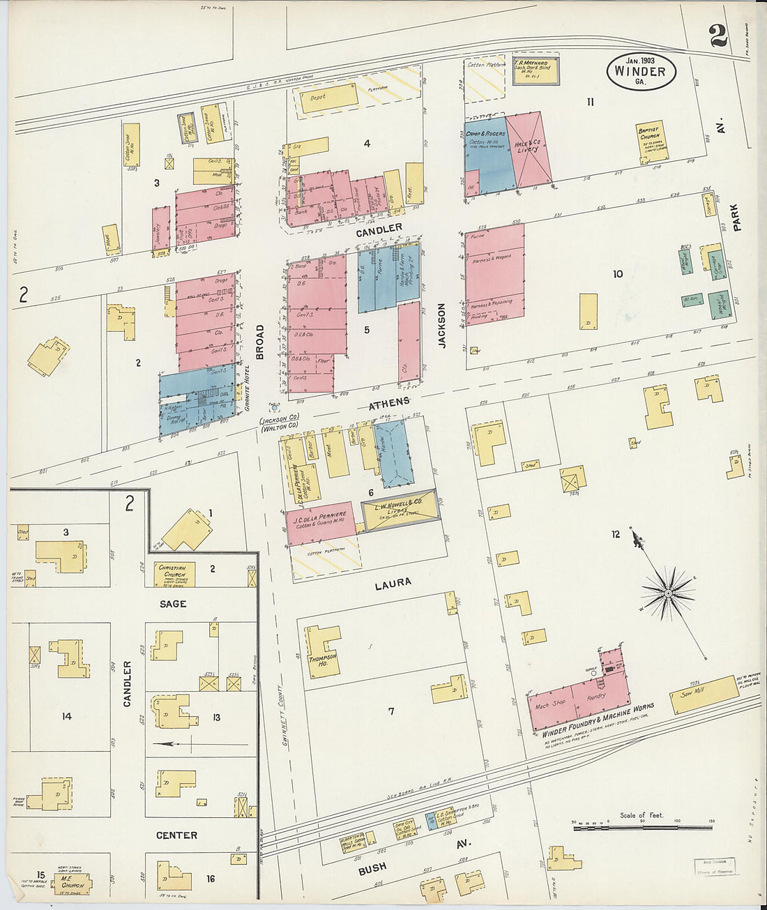 This old map of Winder, Barrow County, Georgia was created by Sanborn Map Company in 1903