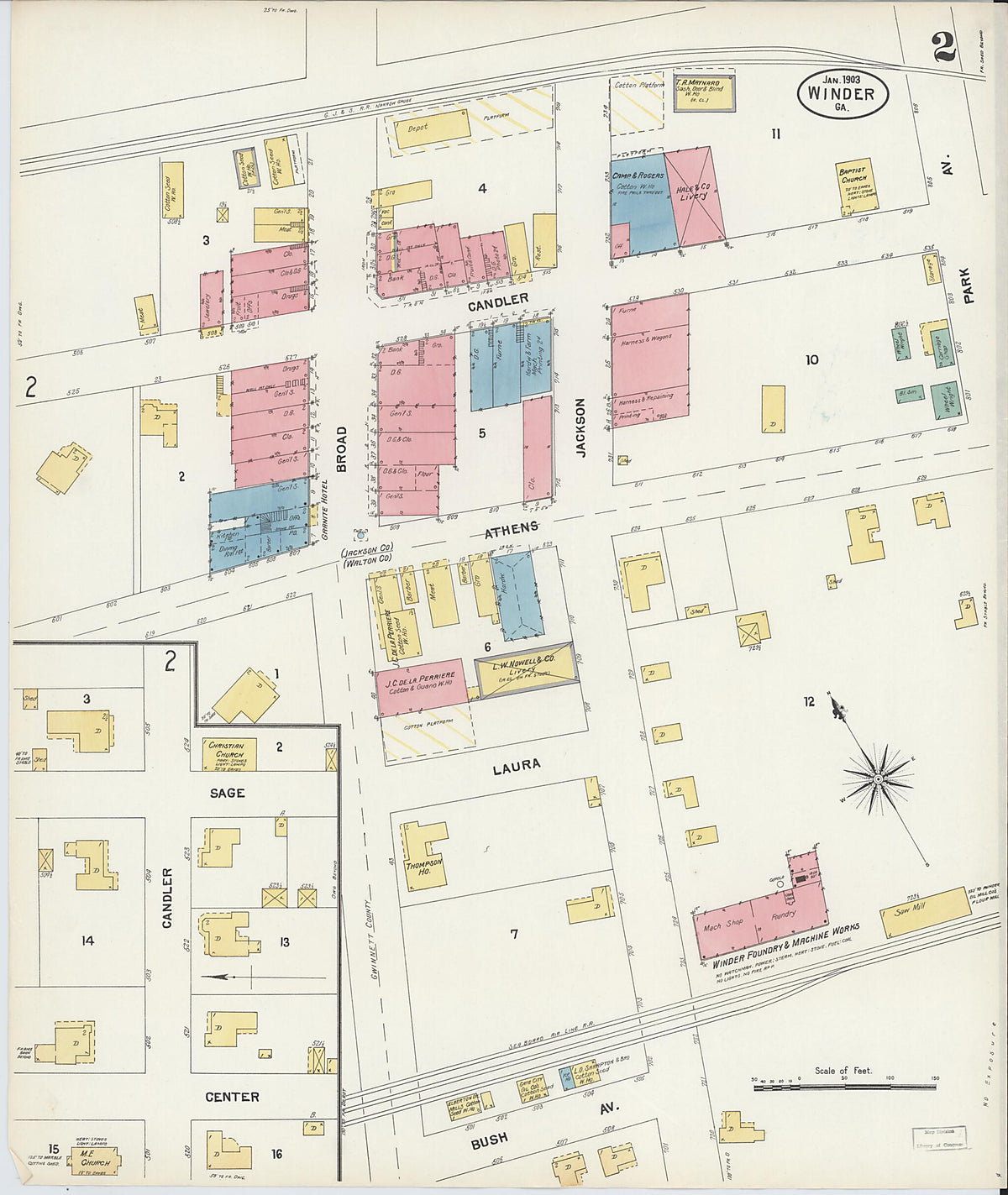 Winder, Barrow County, Georgia 1903 (Sheet 2 of 2) by Relic Map Company