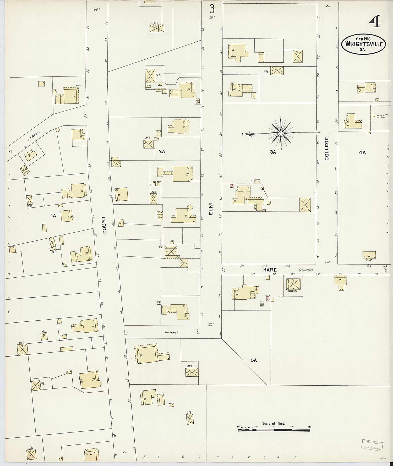 This old map of Wrightsville, Johnson County, Georgia was created by Sanborn Map Company in 1906