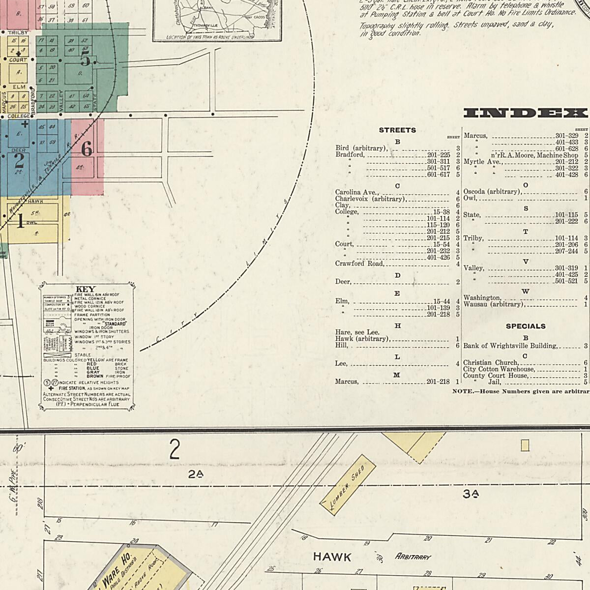 This old map of Wrightsville, Johnson County, Georgia was created by Sanborn Map Company in 1913