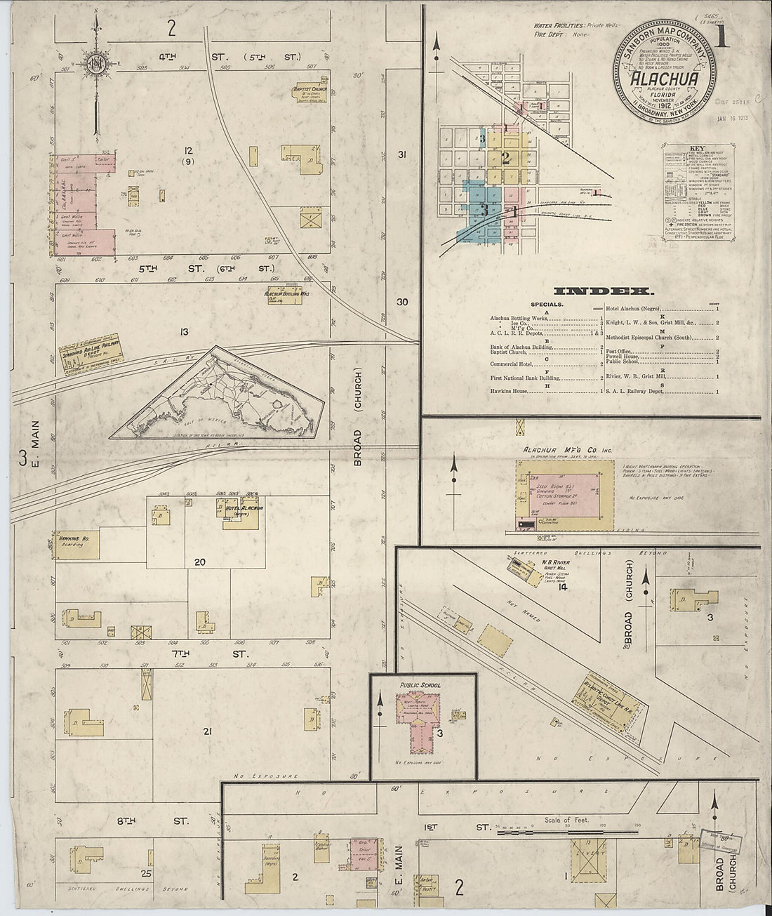 This old map of Alachua, Alachua County, Florida was created by Sanborn Map Company in 1912