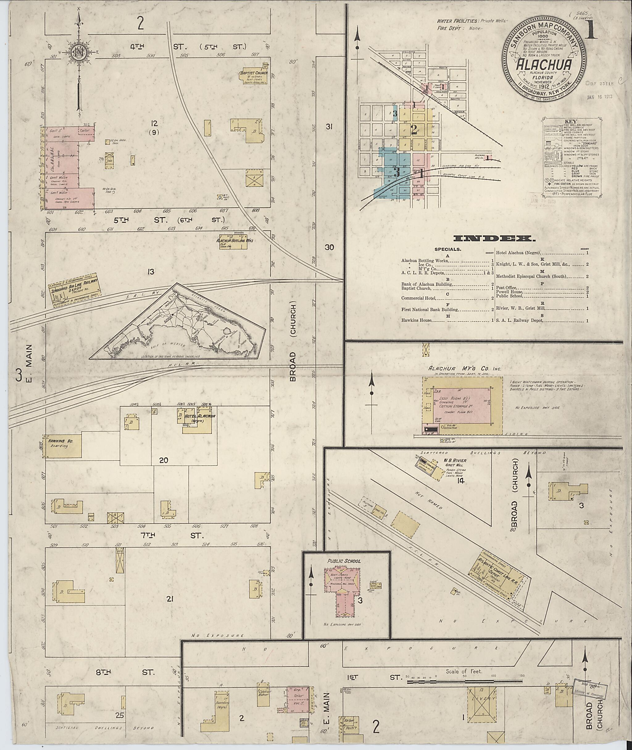 This old map of Alachua, Alachua County, Florida was created by Sanborn Map Company in 1912