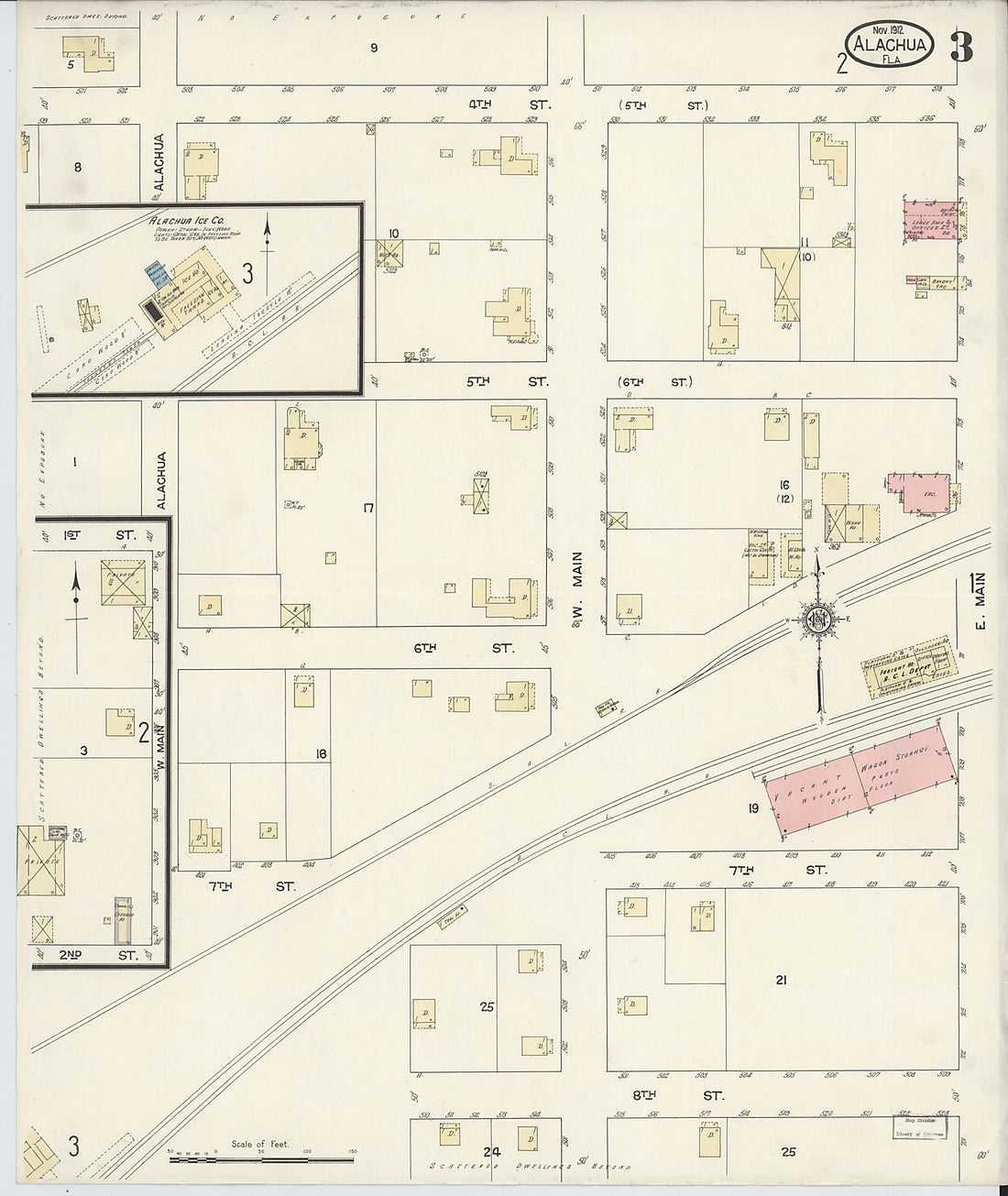 This old map of Alachua, Alachua County, Florida was created by Sanborn Map Company in 1912