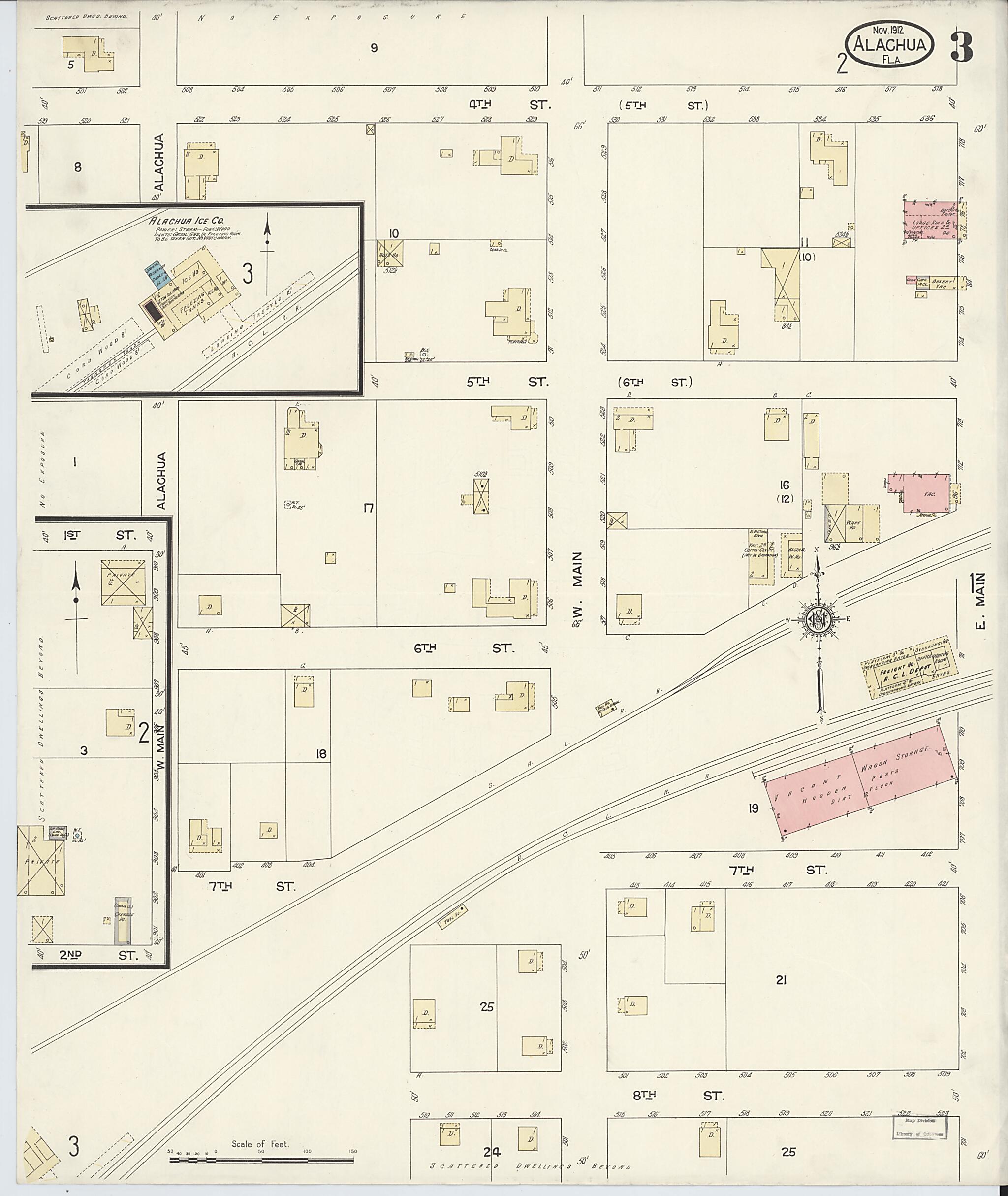 This old map of Alachua, Alachua County, Florida was created by Sanborn Map Company in 1912