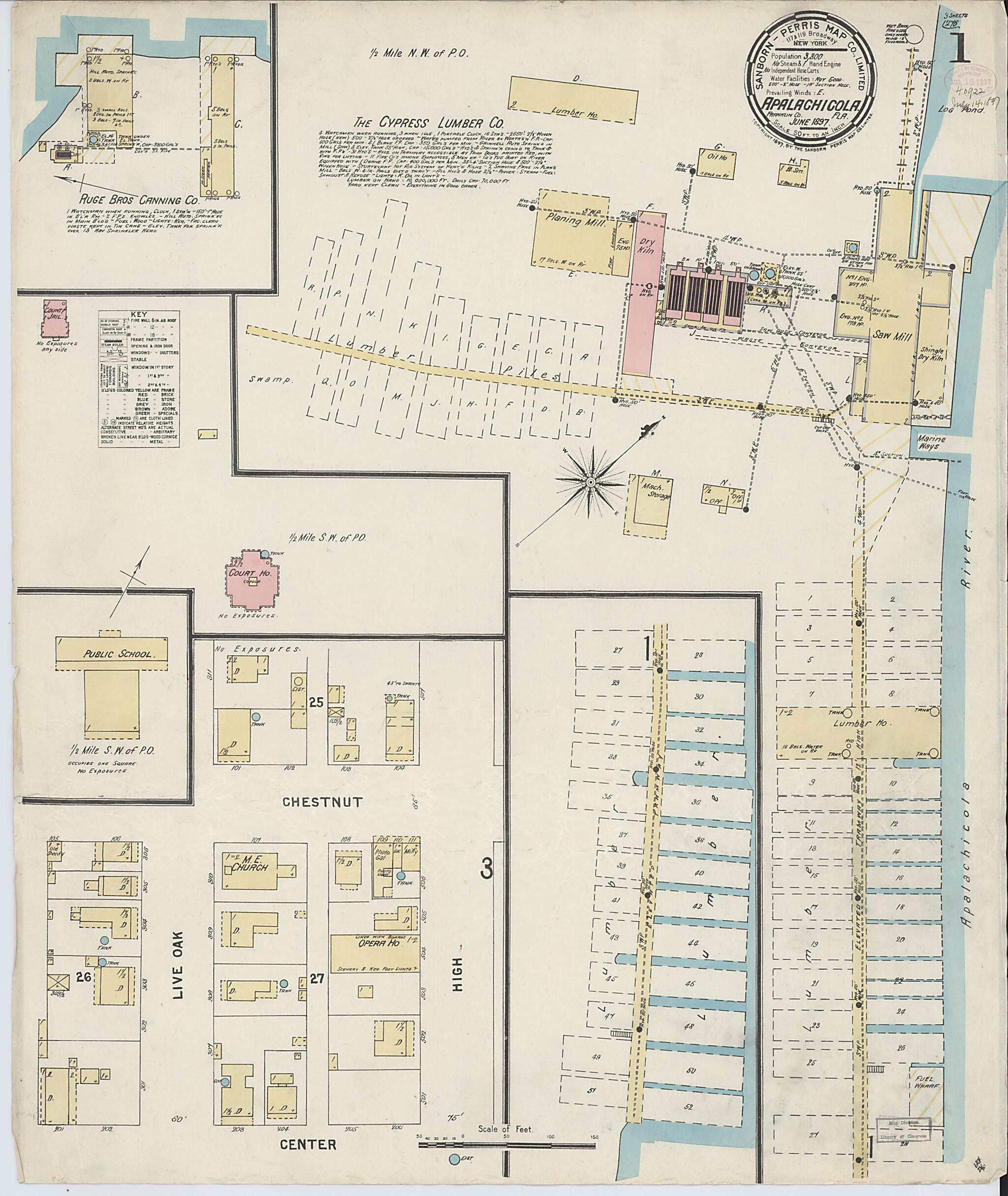 Apalachicola, Franklin County, Florida 1897 (Sheet 1 of 3) by Relic Map Company