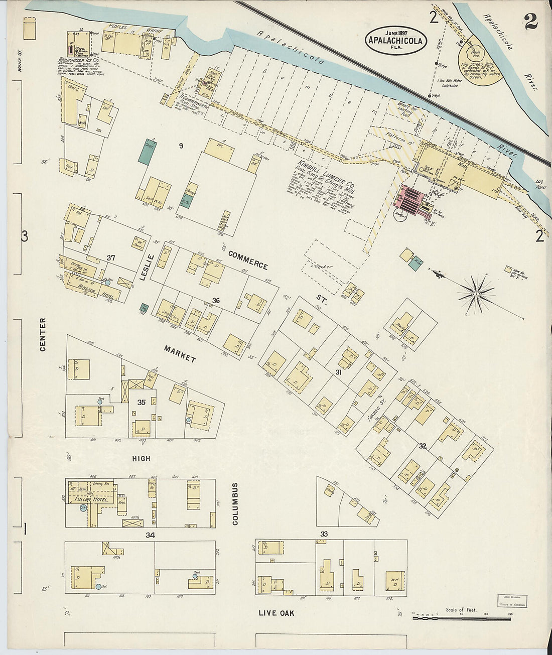 This old map of Apalachicola, Franklin County, Florida was created by Sanborn Map Company in 1897