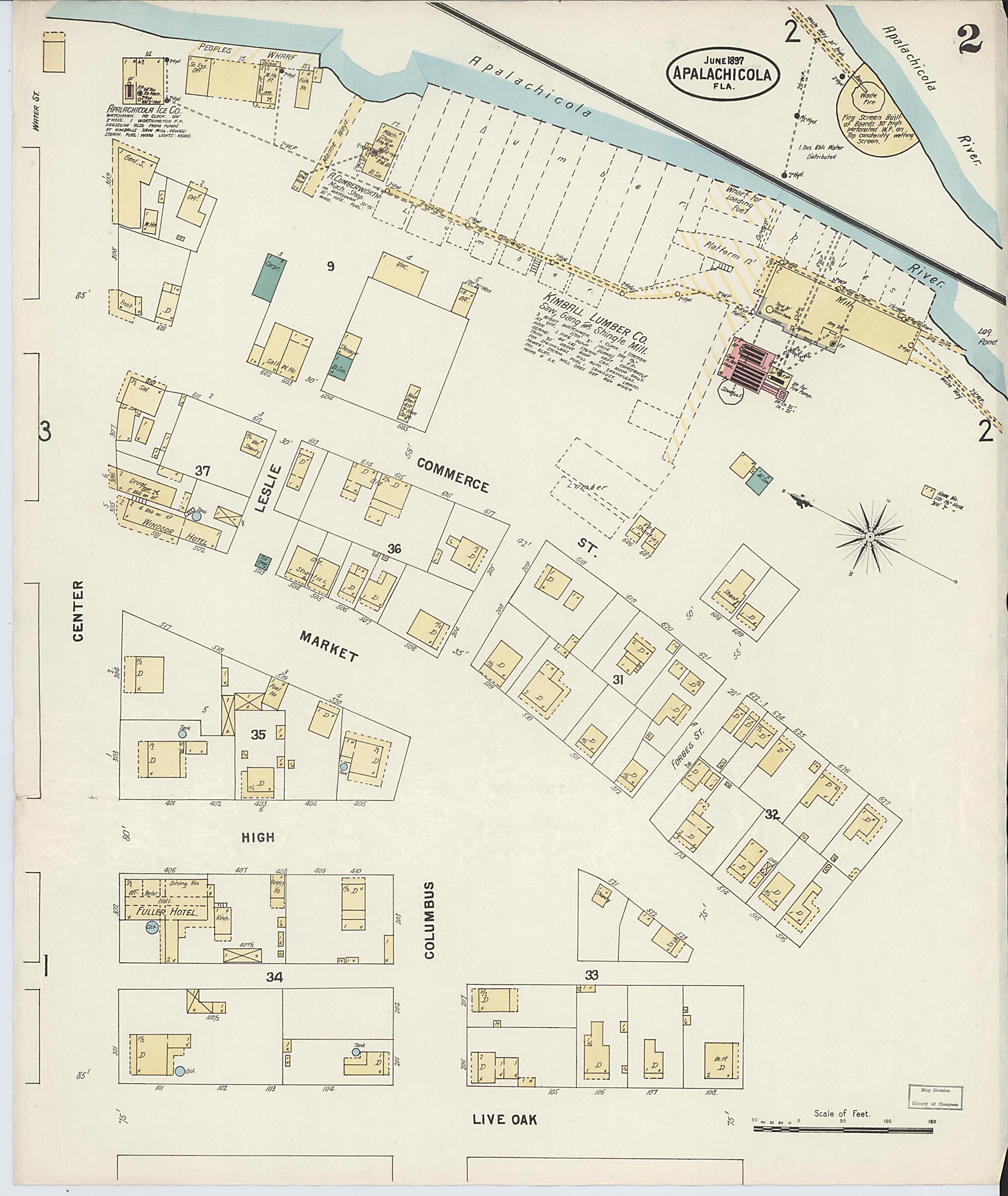 This old map of Apalachicola, Franklin County, Florida was created by Sanborn Map Company in 1897