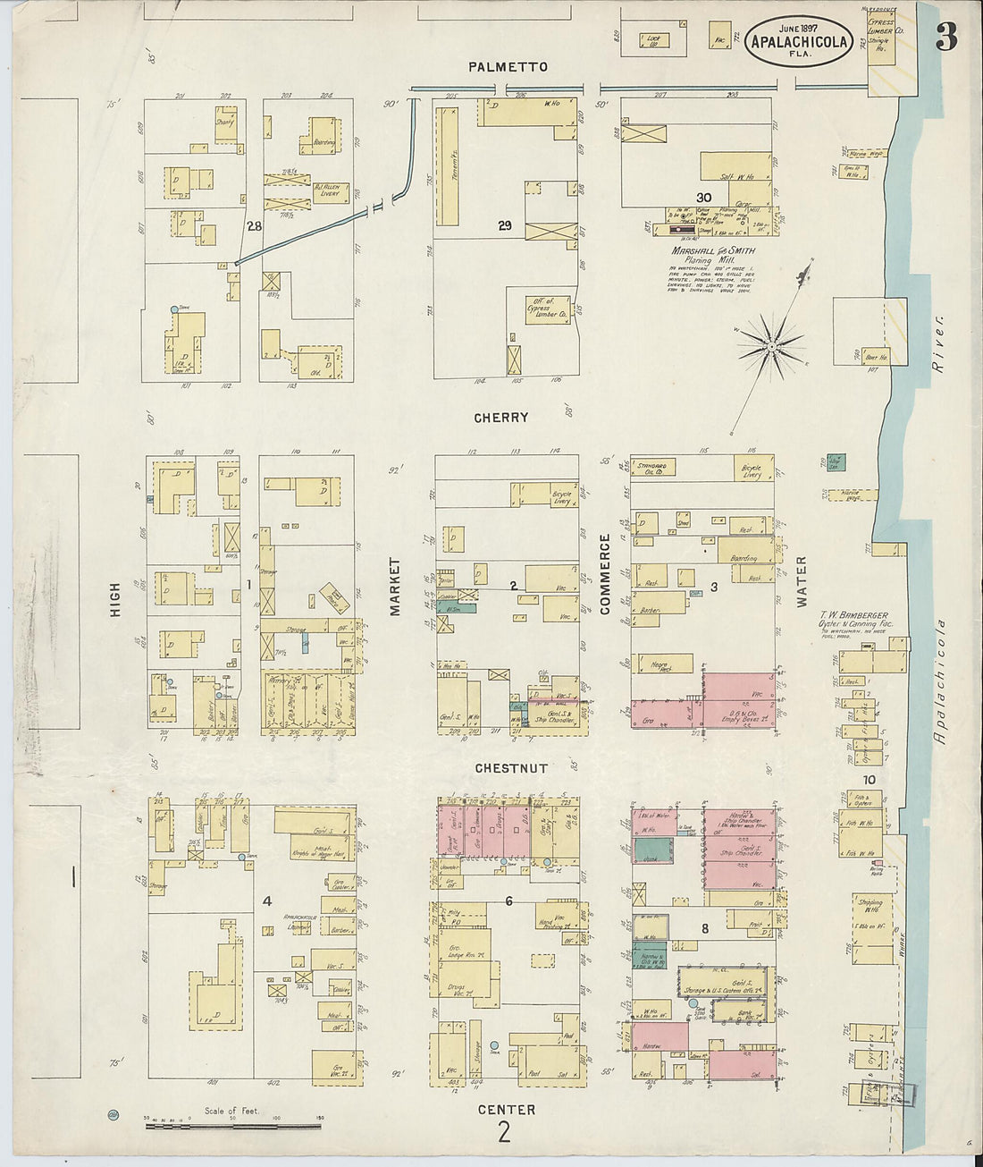 This old map of Apalachicola, Franklin County, Florida was created by Sanborn Map Company in 1897