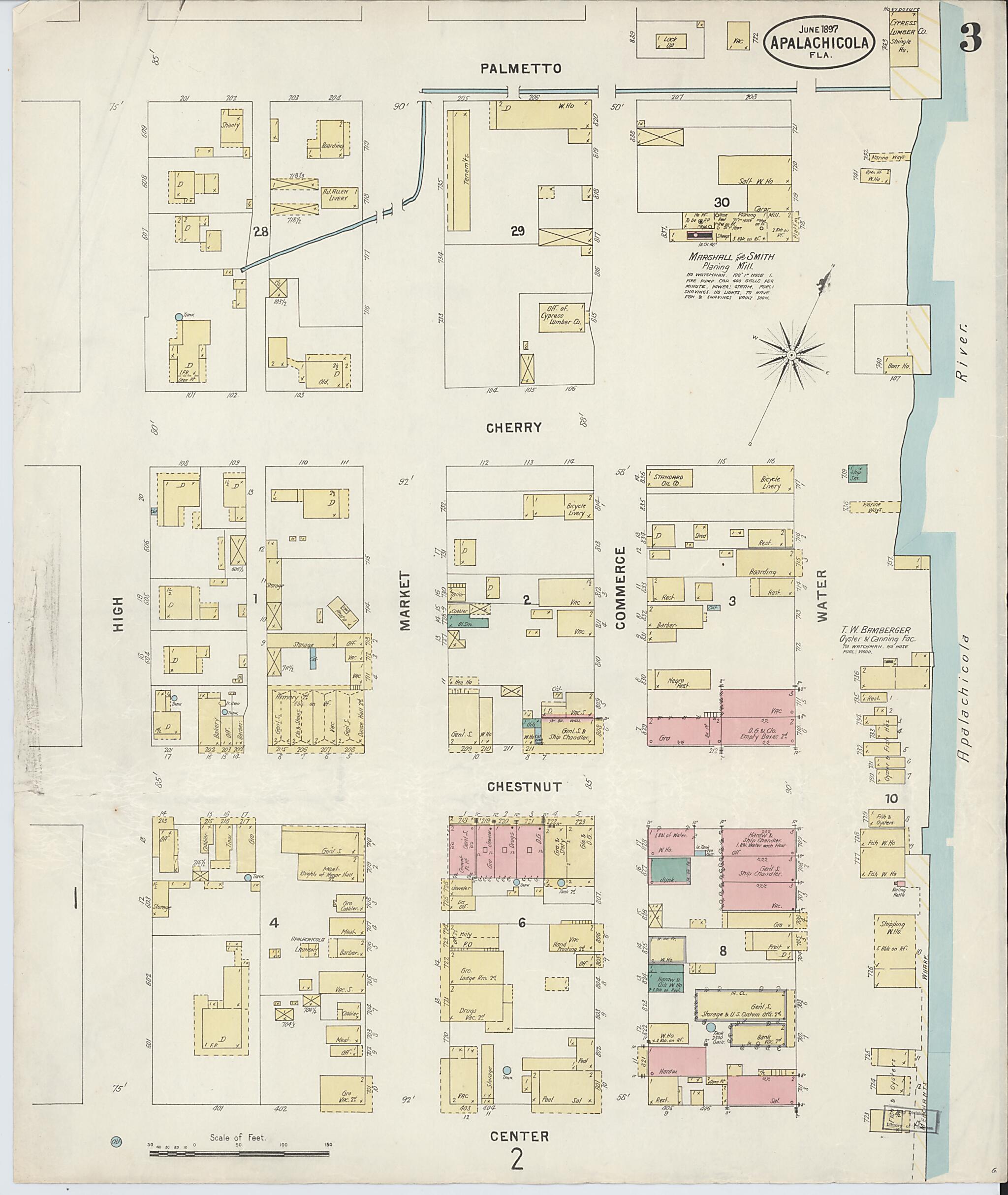 This old map of Apalachicola, Franklin County, Florida was created by Sanborn Map Company in 1897