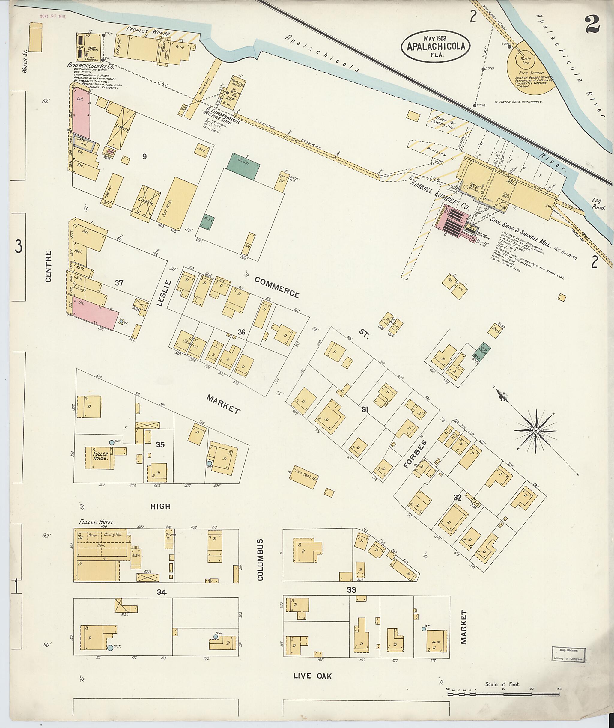 This old map of Apalachicola, Franklin County, Florida was created by Sanborn Map Company in 1903