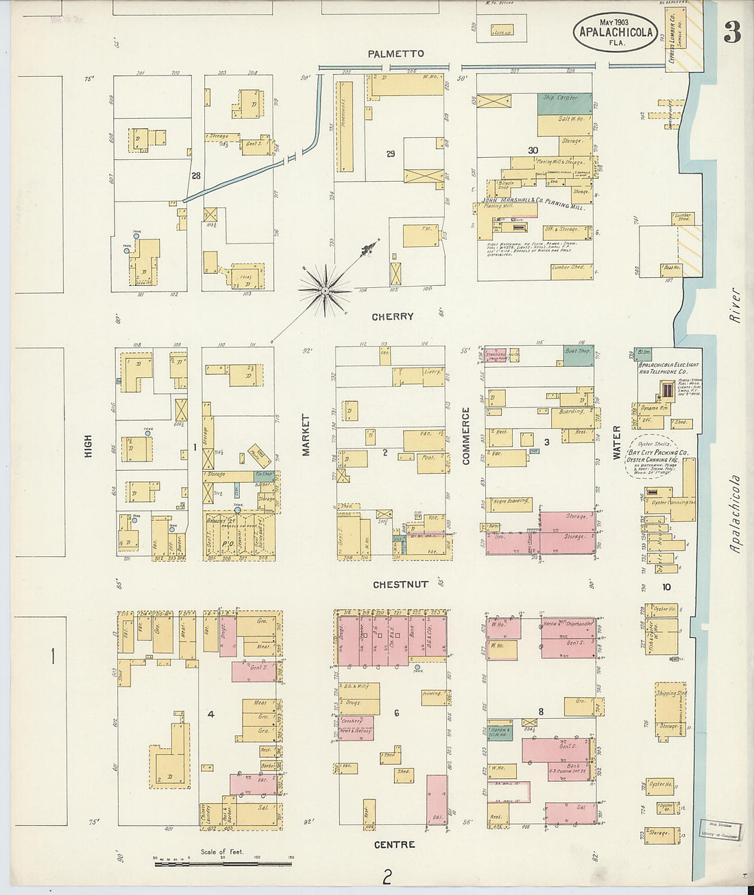 This old map of Apalachicola, Franklin County, Florida was created by Sanborn Map Company in 1903