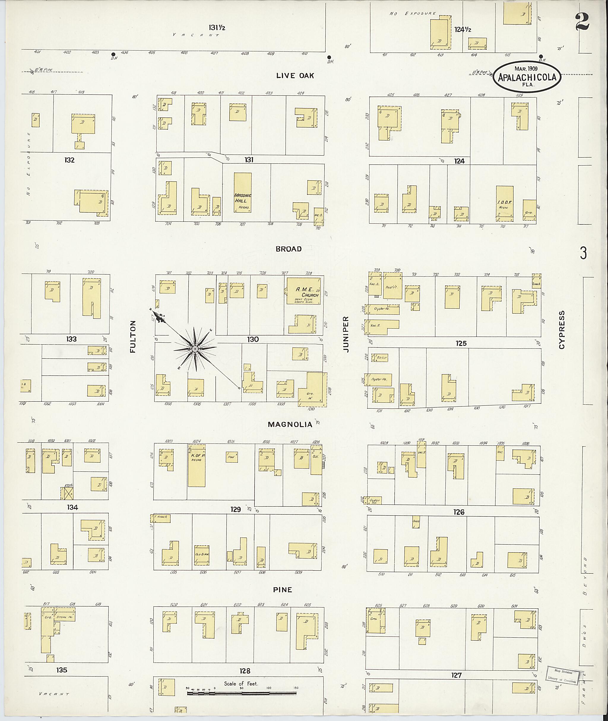 This old map of Apalachicola, Franklin County, Florida was created by Sanborn Map Company in 1909