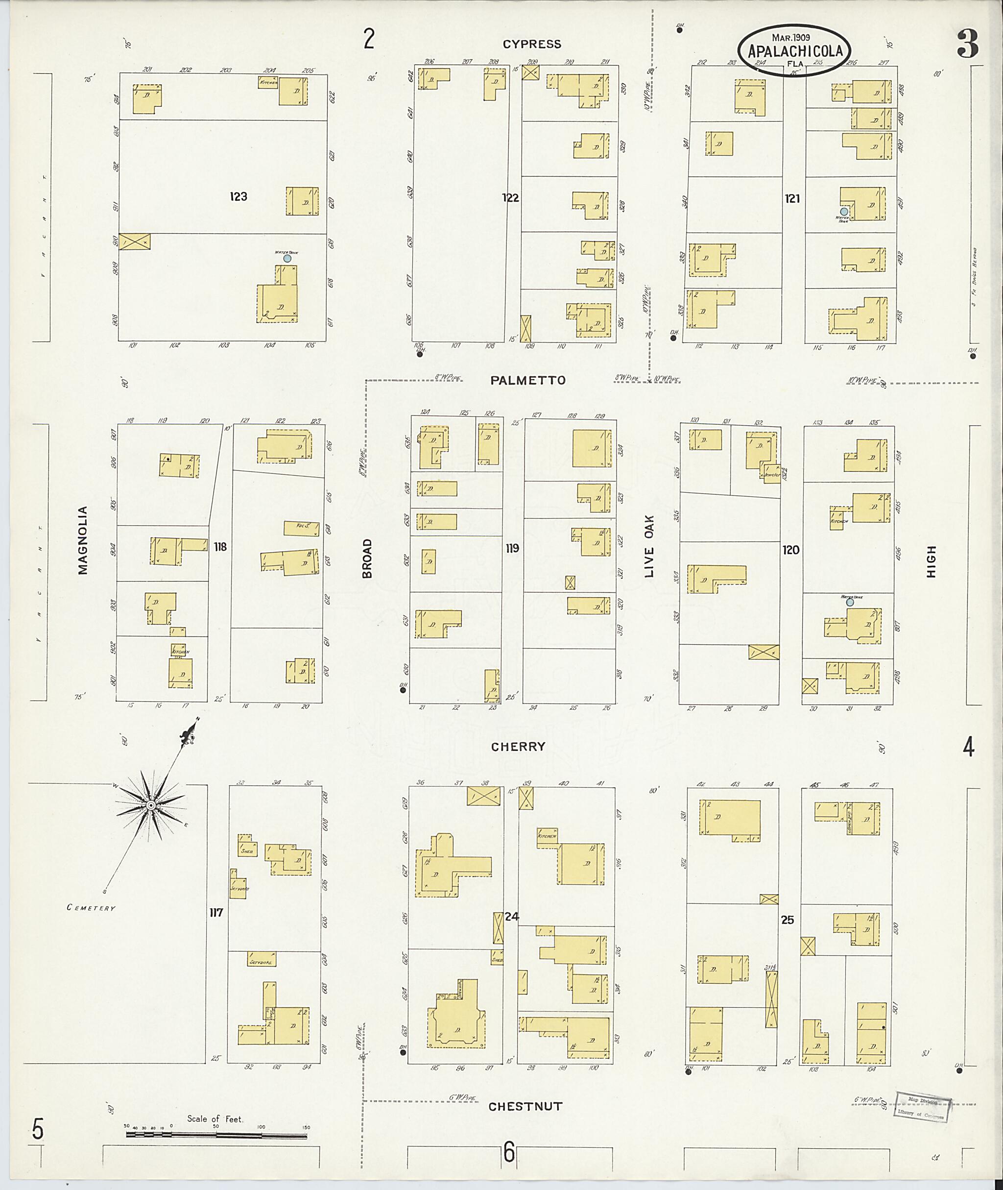 This old map of Apalachicola, Franklin County, Florida was created by Sanborn Map Company in 1909