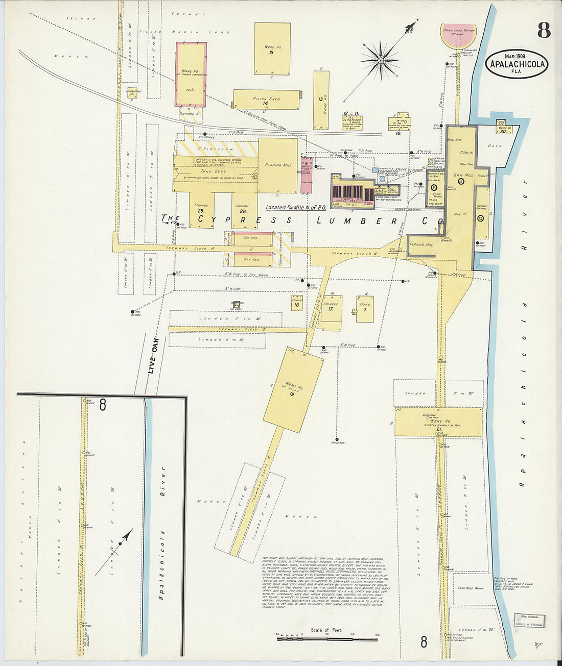 This old map of Apalachicola, Franklin County, Florida was created by Sanborn Map Company in 1909
