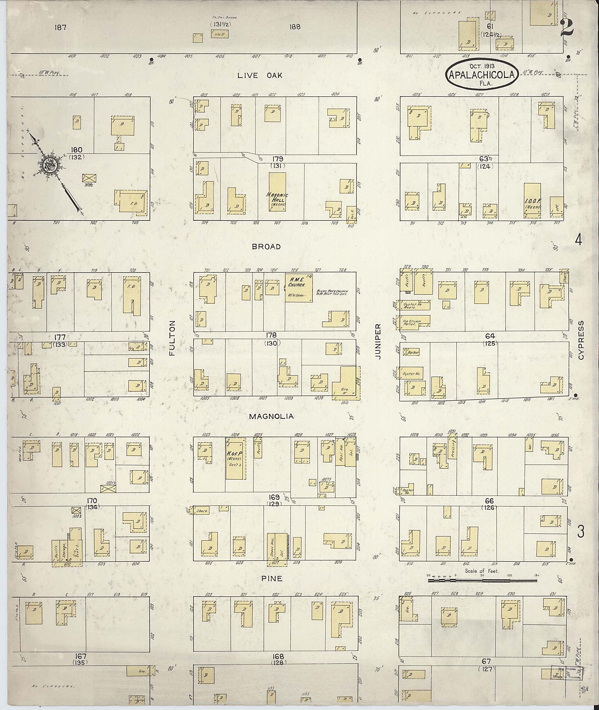This old map of Apalachicola, Franklin County, Florida was created by Sanborn Map Company in 1913