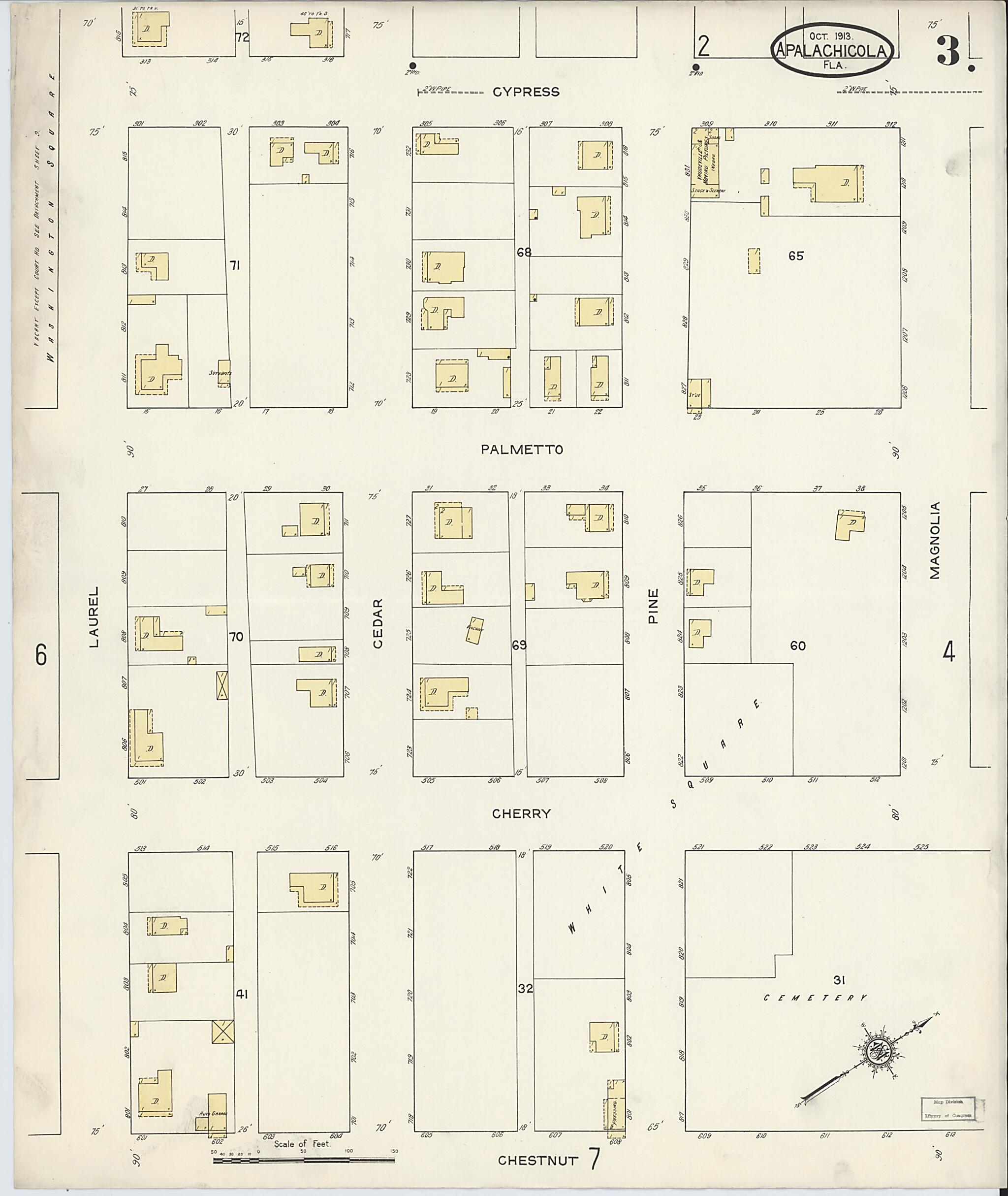 This old map of Apalachicola, Franklin County, Florida was created by Sanborn Map Company in 1913