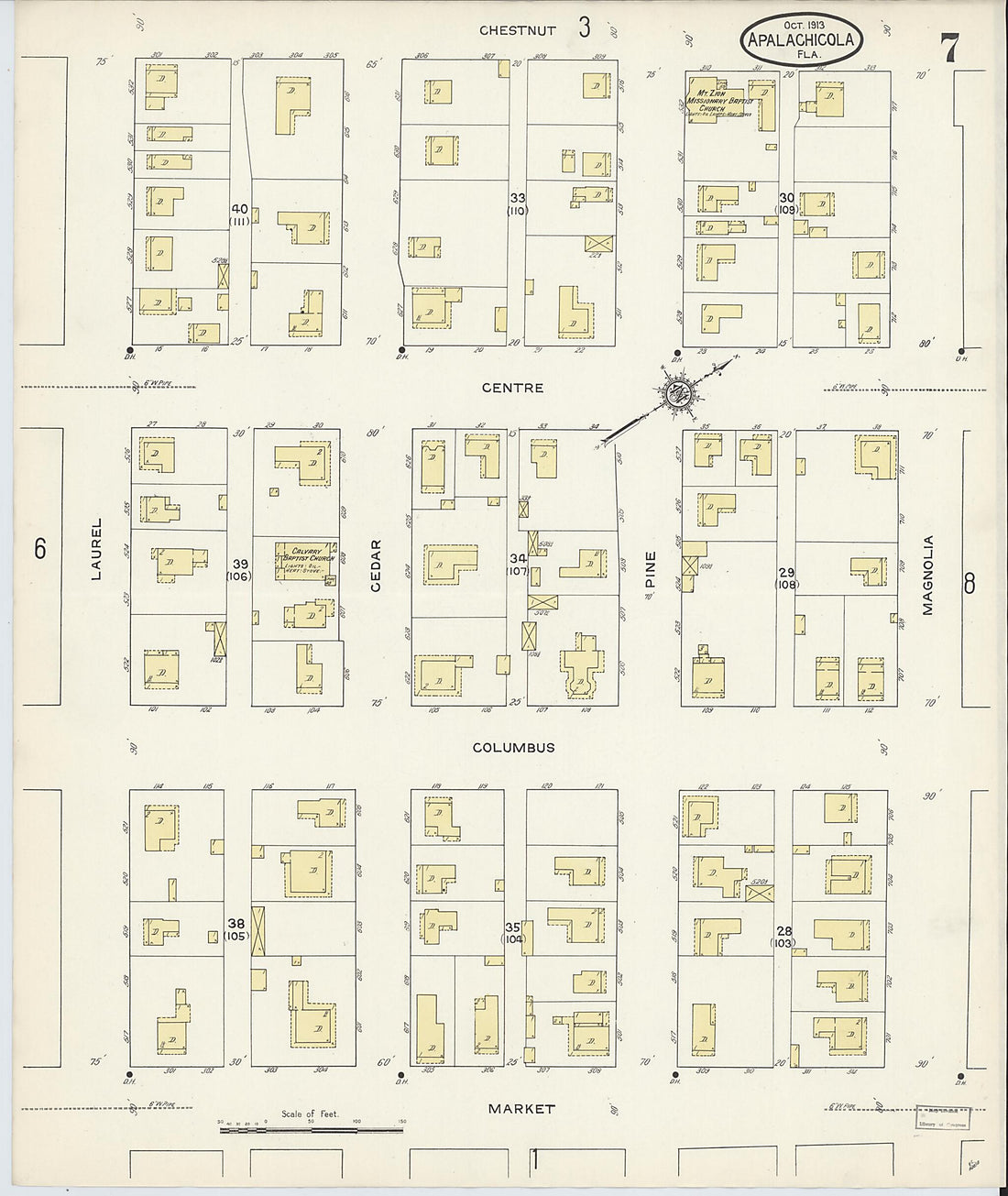 This old map of Apalachicola, Franklin County, Florida was created by Sanborn Map Company in 1913