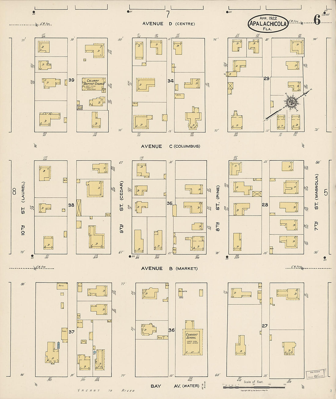 This old map of Apalachicola, Franklin County, Florida was created by Sanborn Map Company in 1922