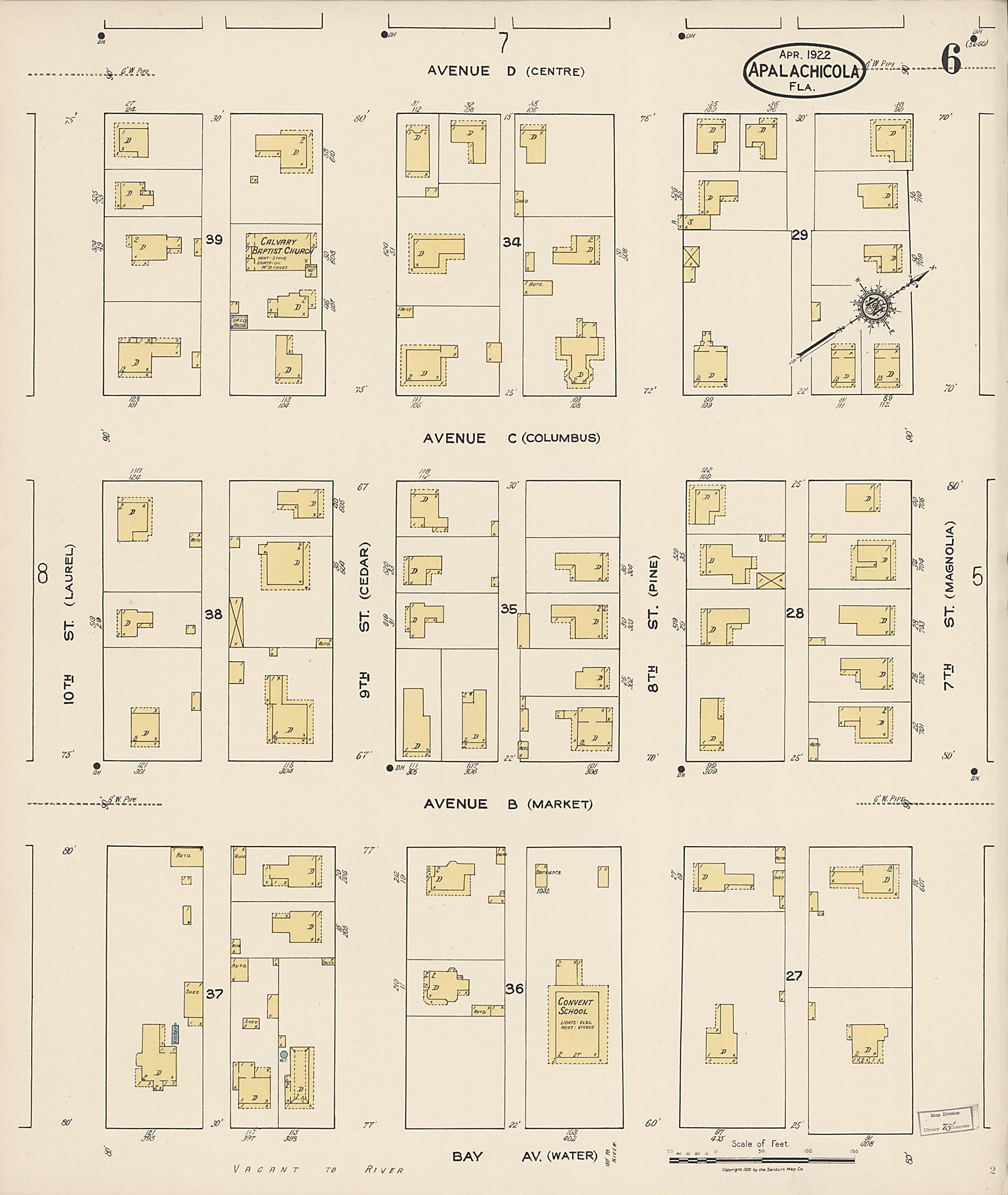 This old map of Apalachicola, Franklin County, Florida was created by Sanborn Map Company in 1922