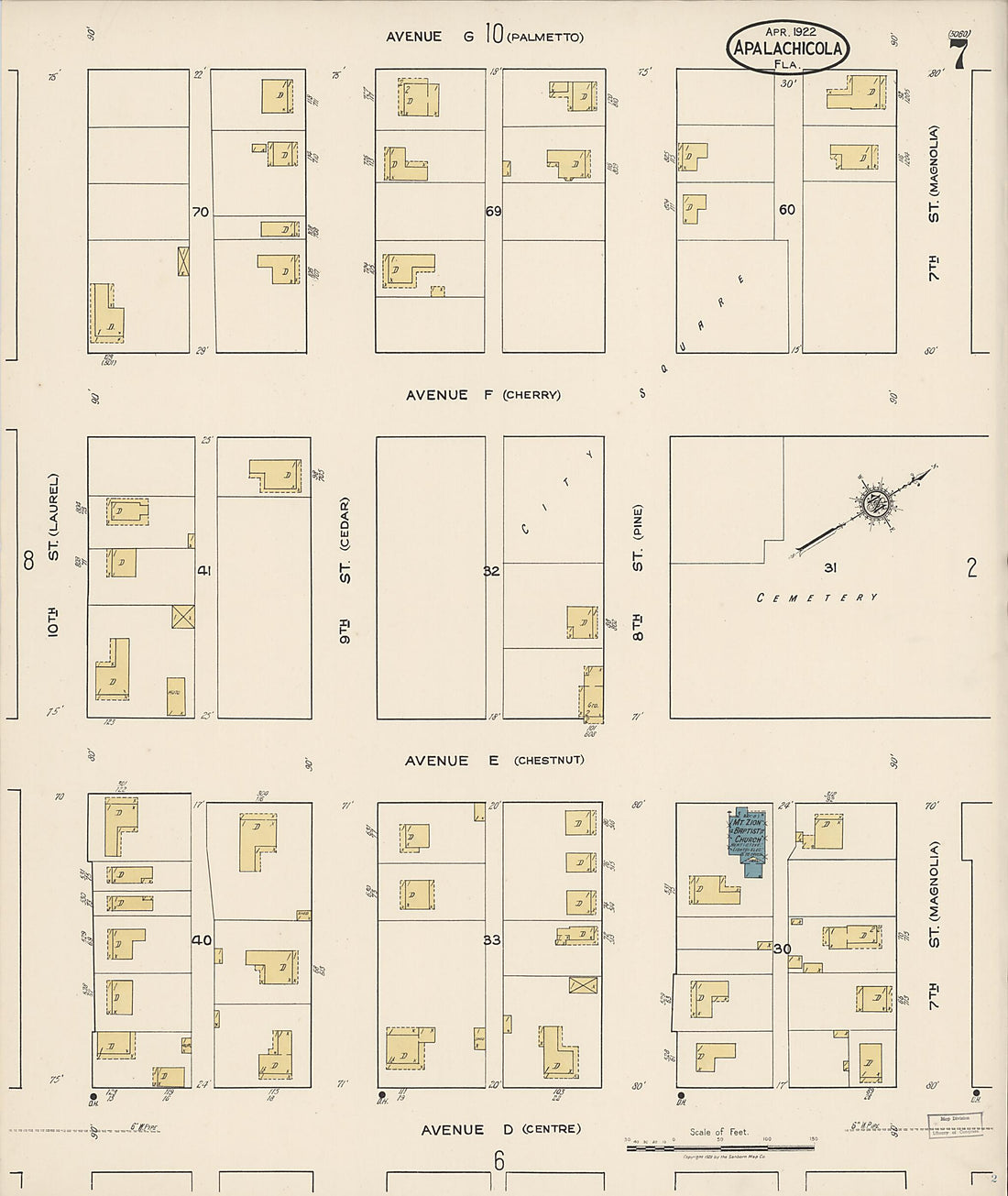 This old map of Apalachicola, Franklin County, Florida was created by Sanborn Map Company in 1922