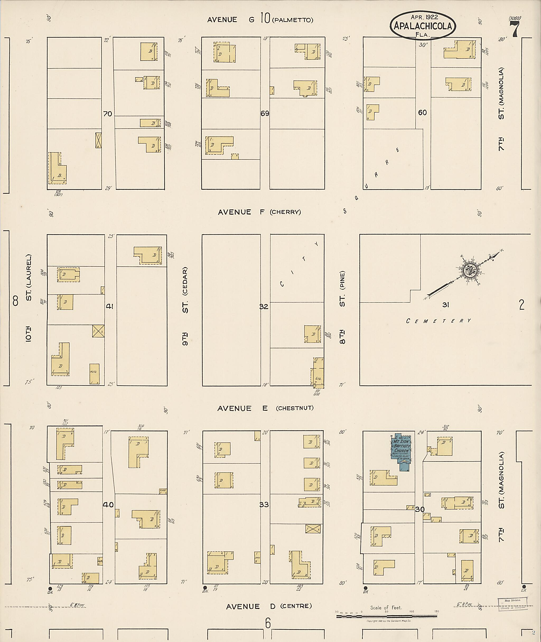 This old map of Apalachicola, Franklin County, Florida was created by Sanborn Map Company in 1922