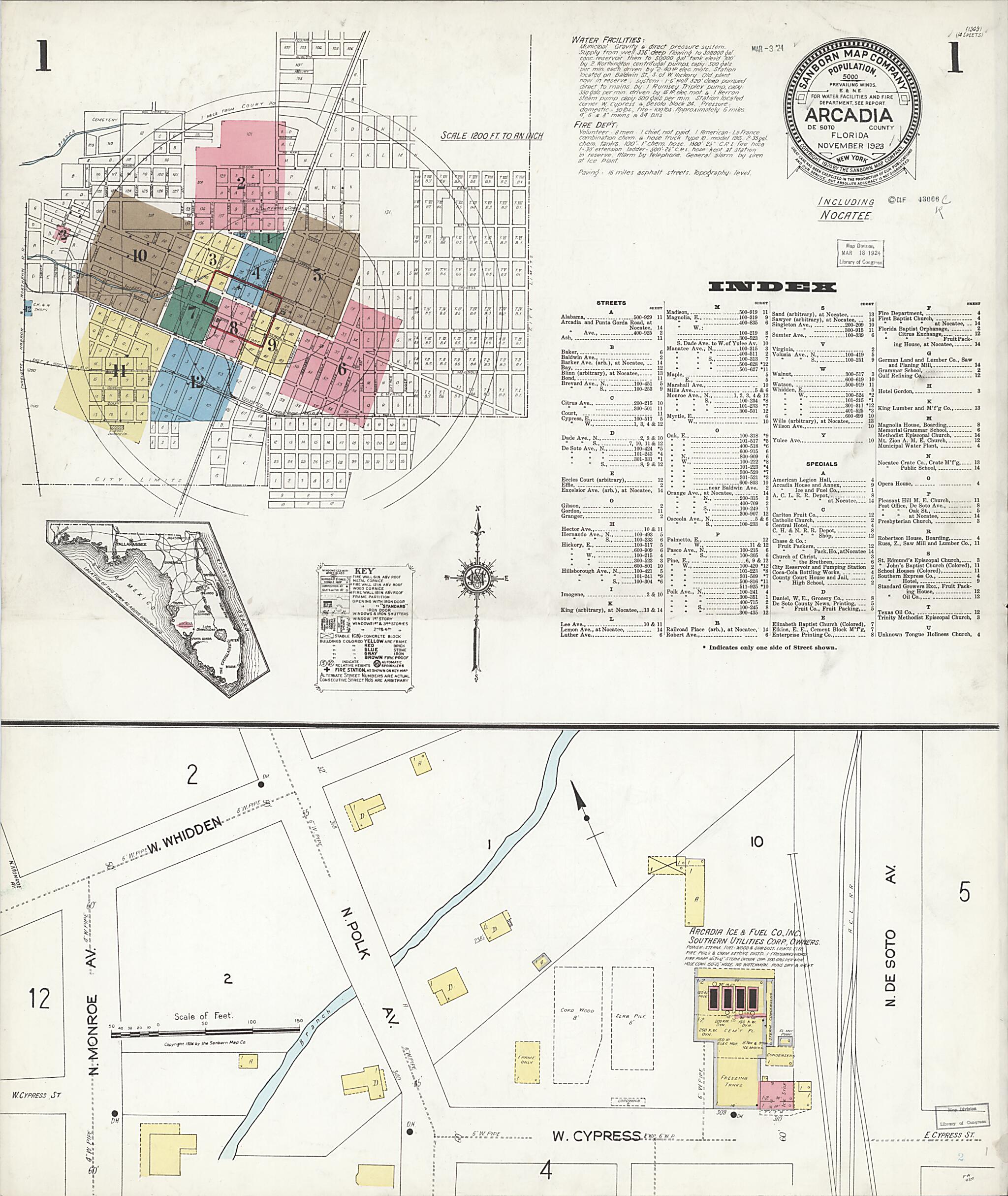 This old map of Nocatee, Desoto County, Florida was created by Sanborn Map Company in 1923
