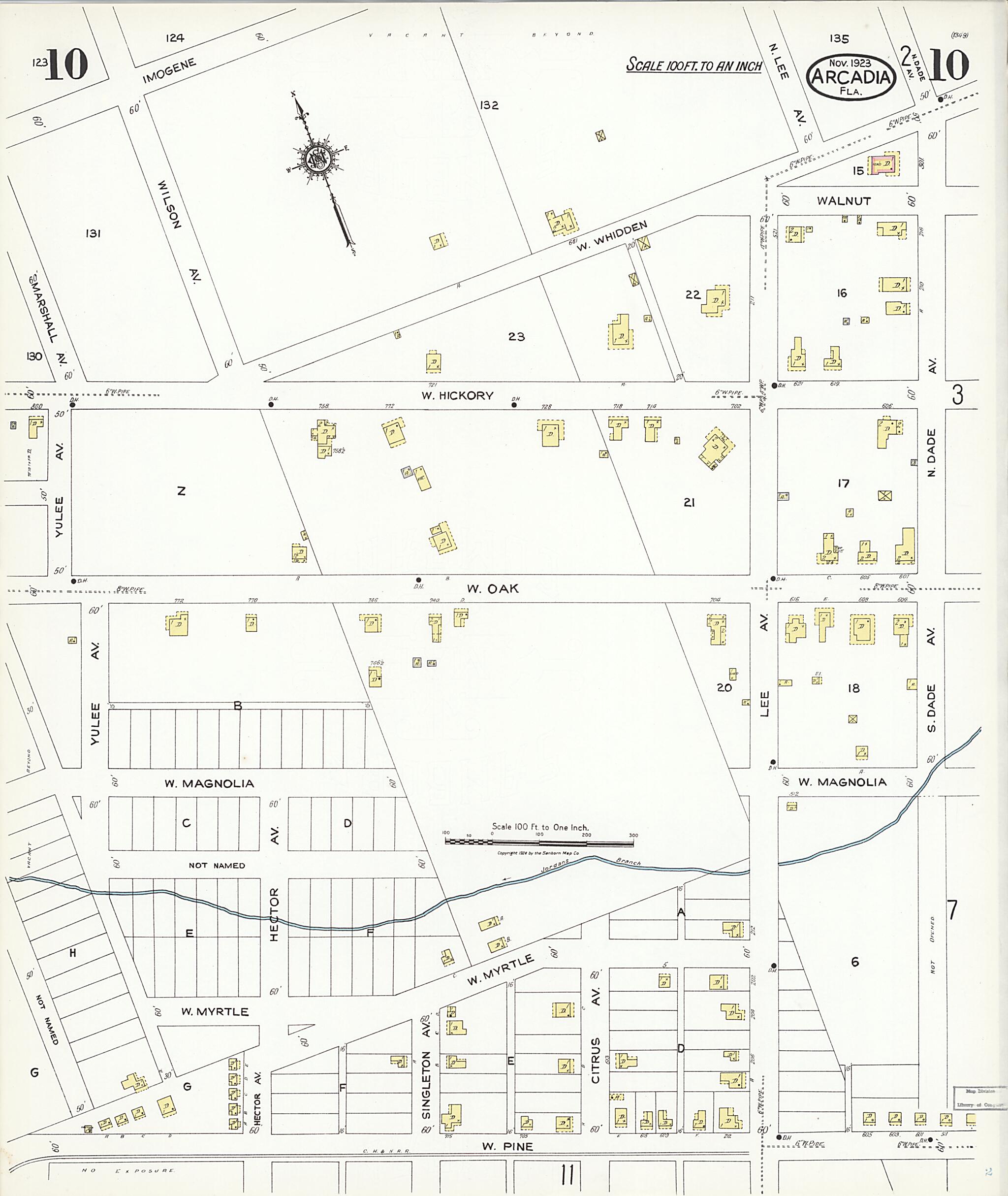 This old map of Nocatee, Desoto County, Florida was created by Sanborn Map Company in 1923