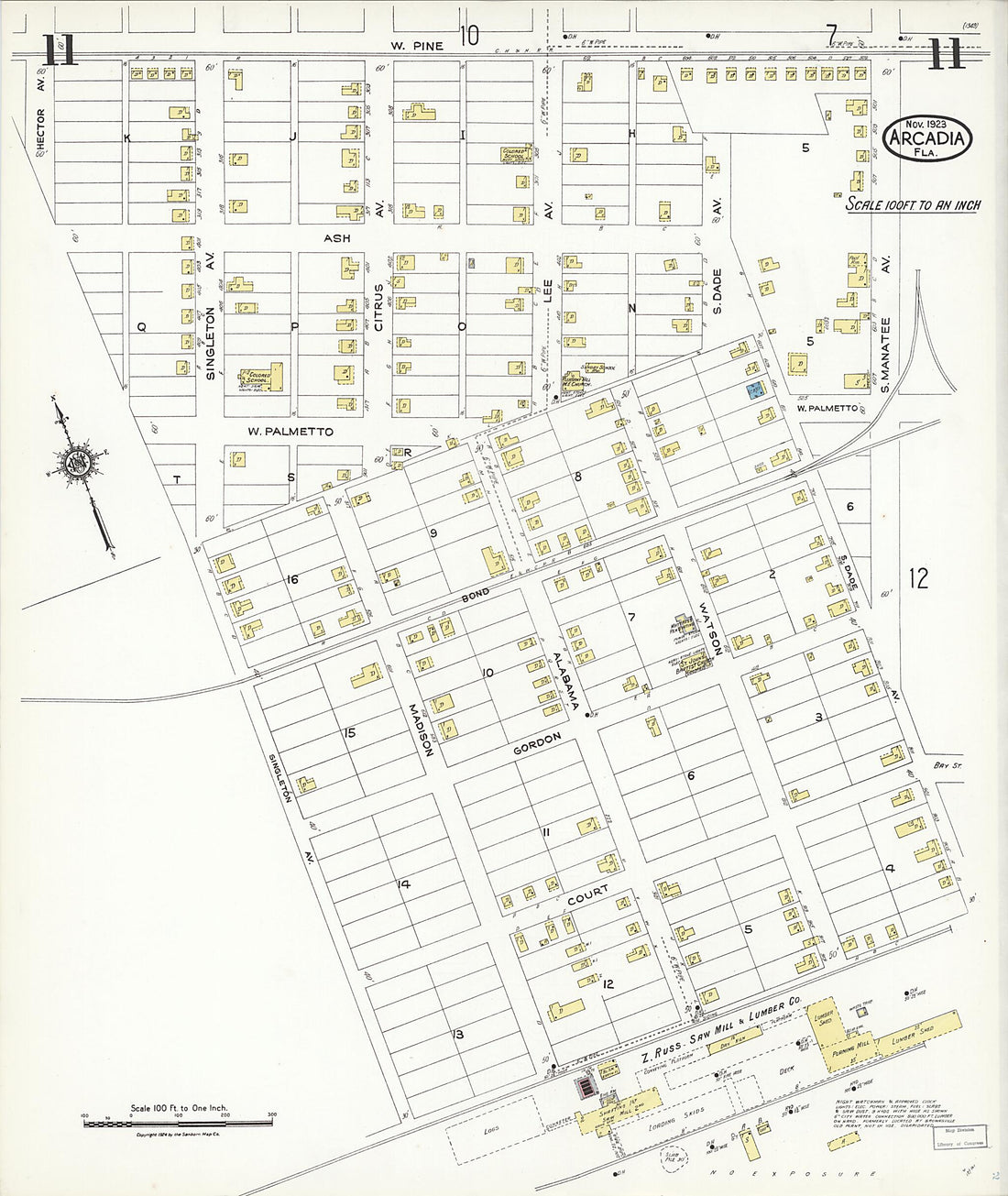 This old map of Nocatee, Desoto County, Florida was created by Sanborn Map Company in 1923