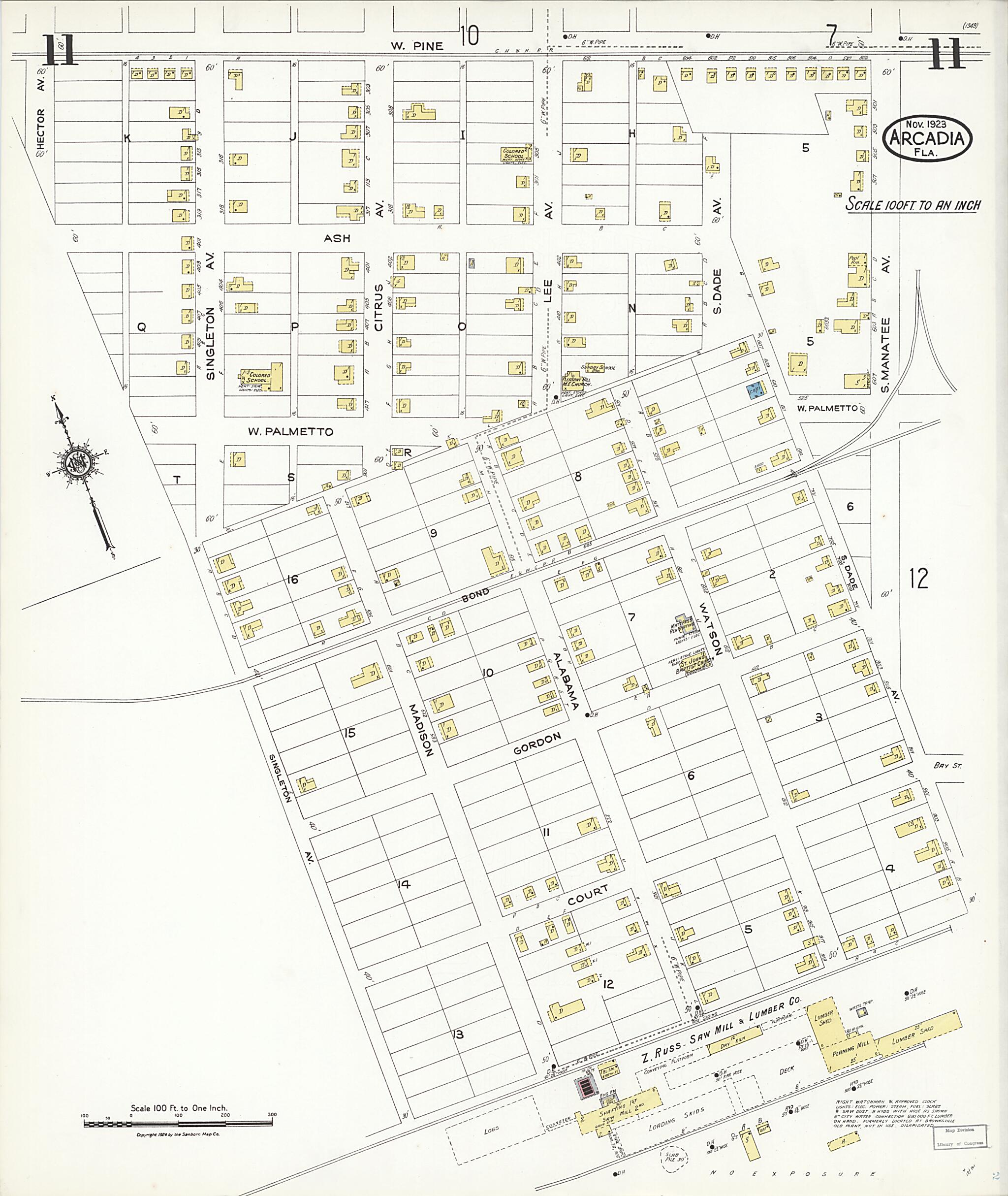 This old map of Nocatee, Desoto County, Florida was created by Sanborn Map Company in 1923