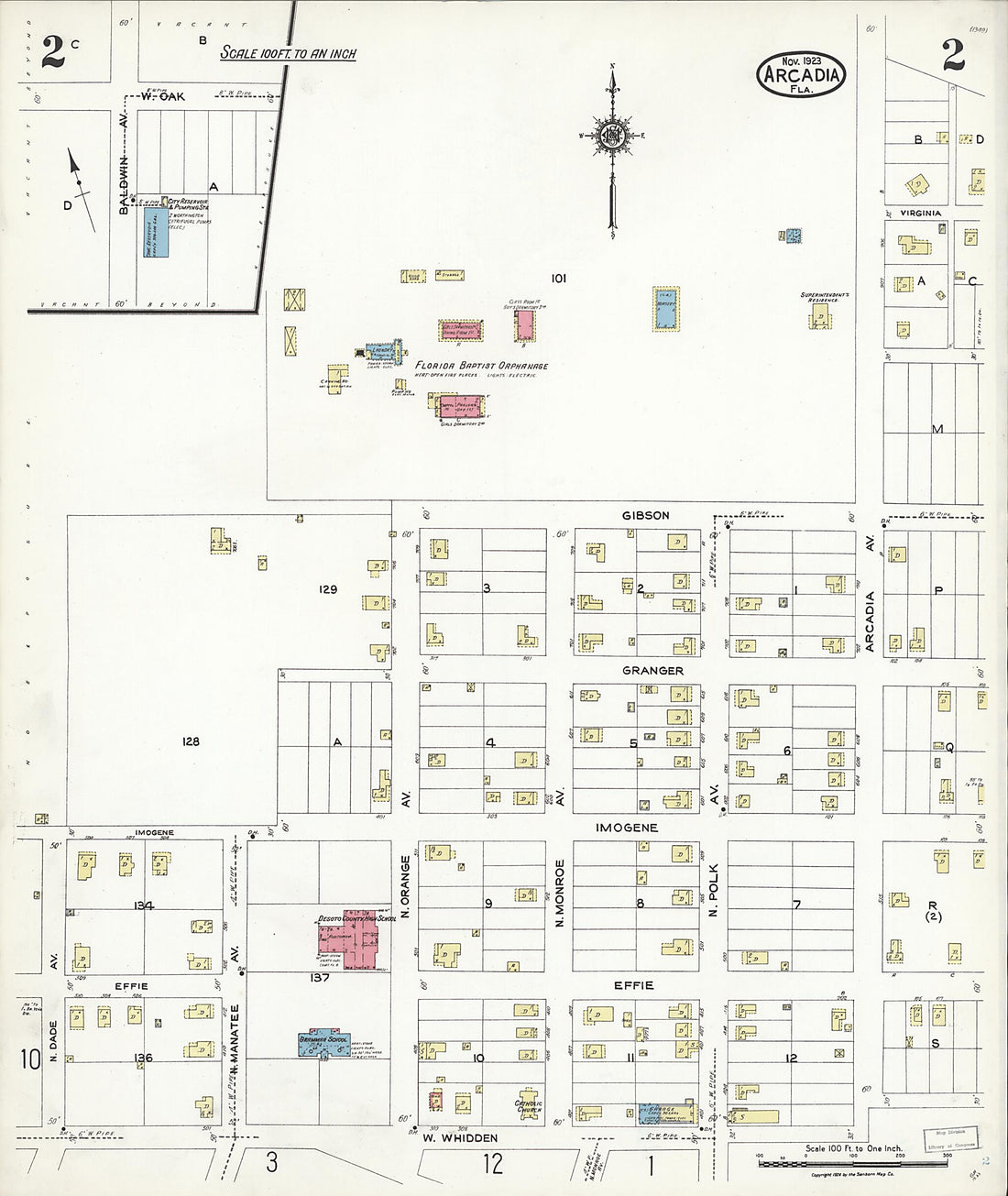 This old map of Nocatee, Desoto County, Florida was created by Sanborn Map Company in 1923