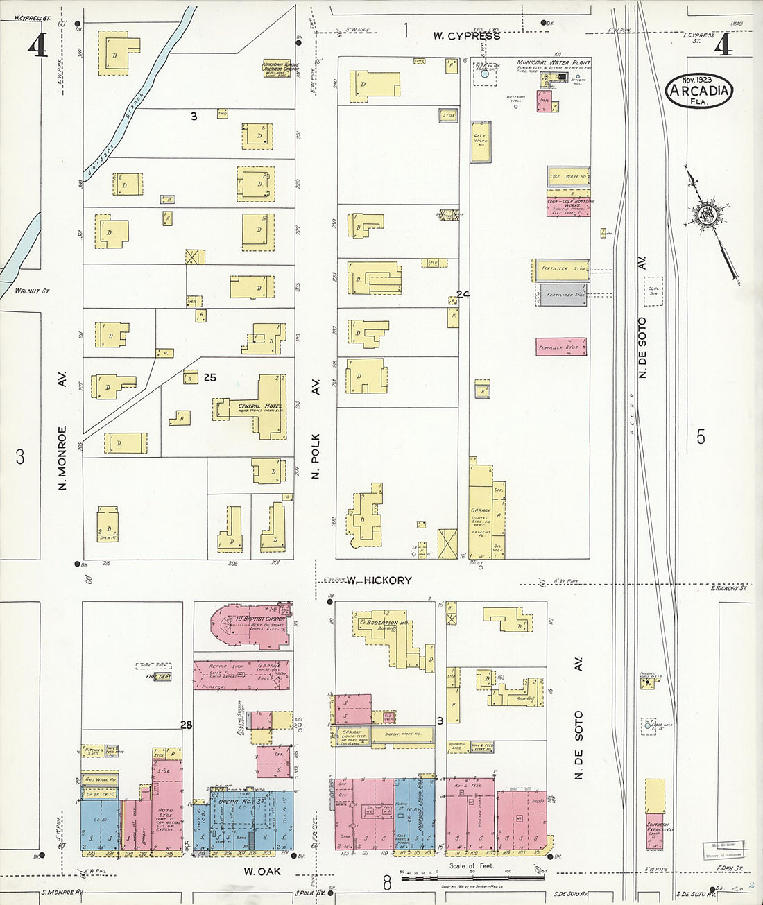 This old map of Nocatee, Desoto County, Florida was created by Sanborn Map Company in 1923
