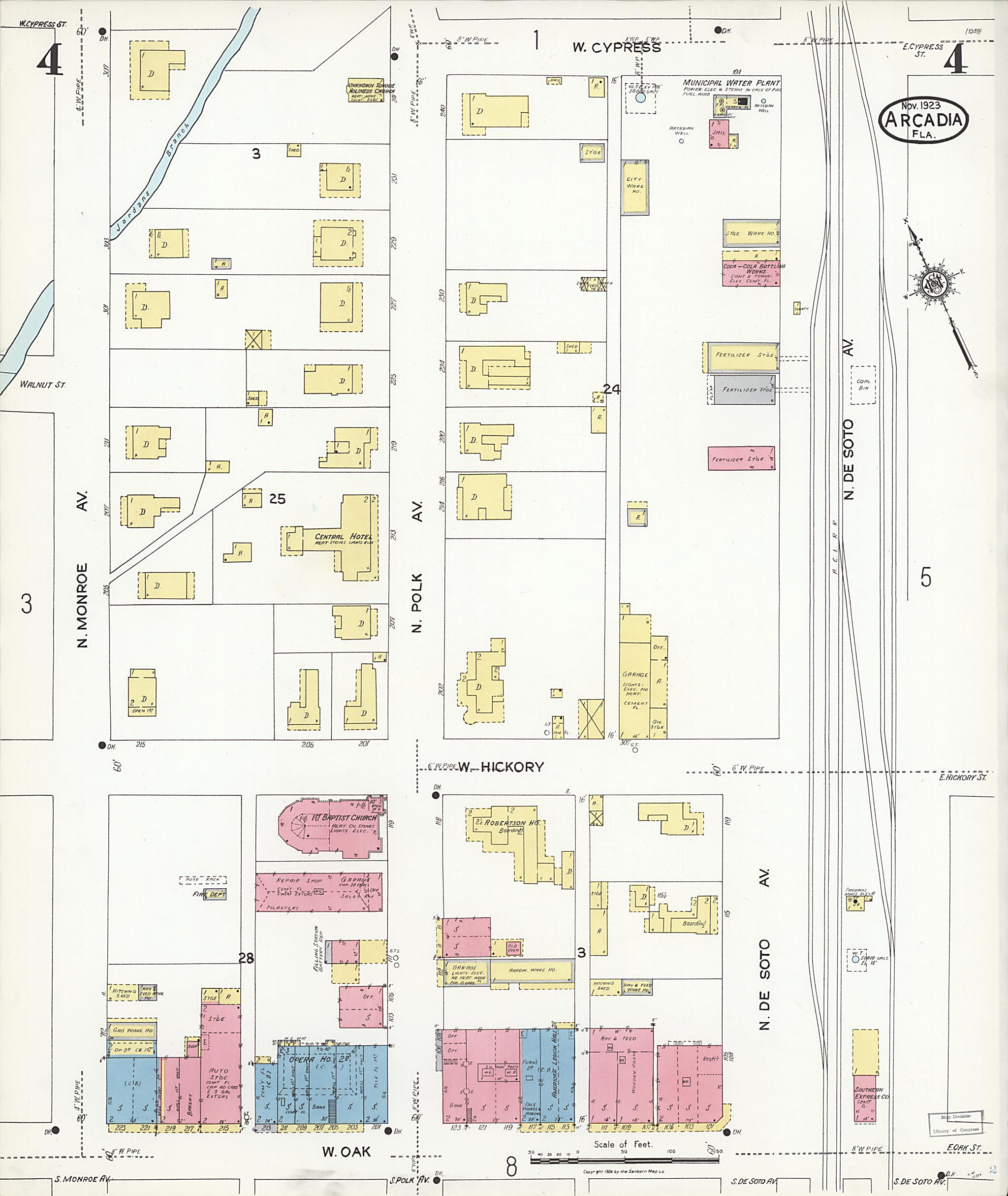 This old map of Nocatee, Desoto County, Florida was created by Sanborn Map Company in 1923
