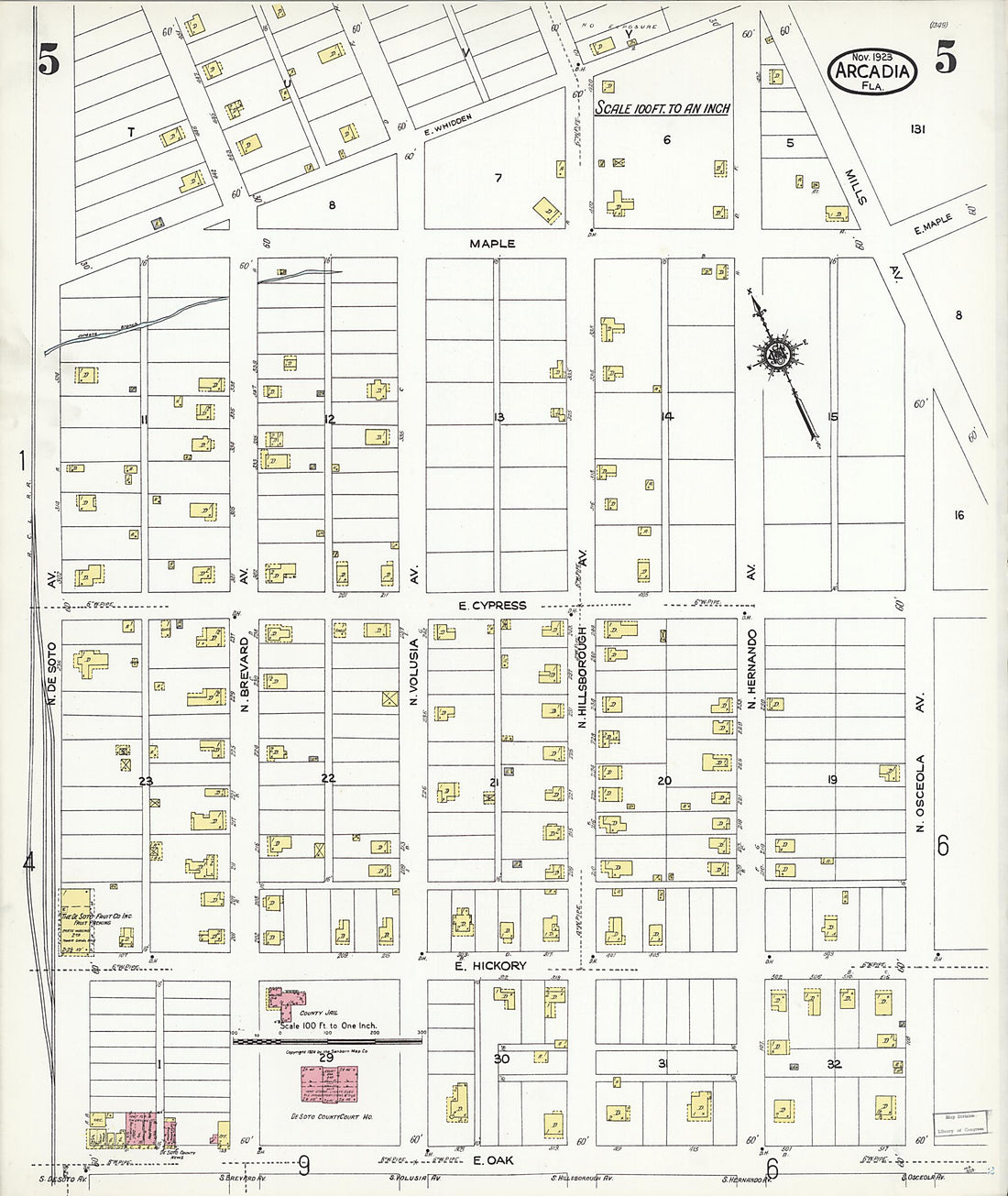 This old map of Nocatee, Desoto County, Florida was created by Sanborn Map Company in 1923
