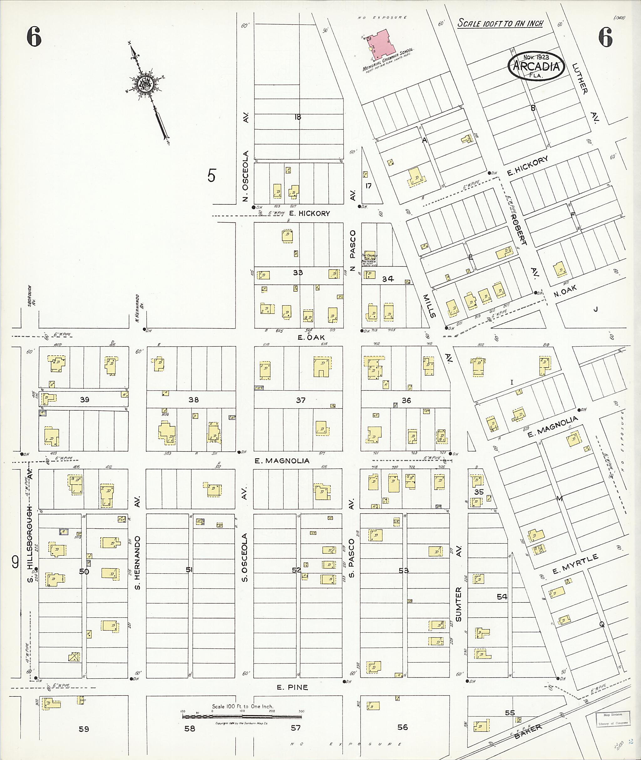 This old map of Nocatee, Desoto County, Florida was created by Sanborn Map Company in 1923