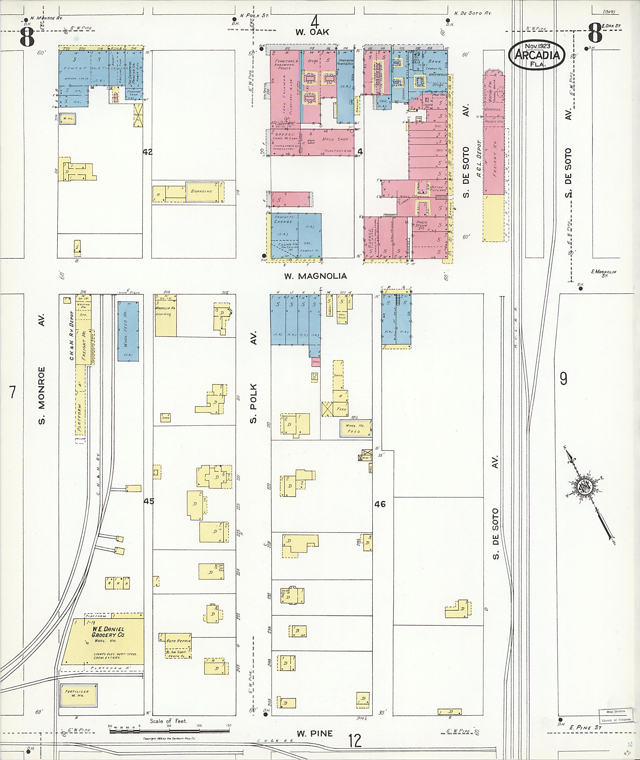 This old map of Nocatee, Desoto County, Florida was created by Sanborn Map Company in 1923
