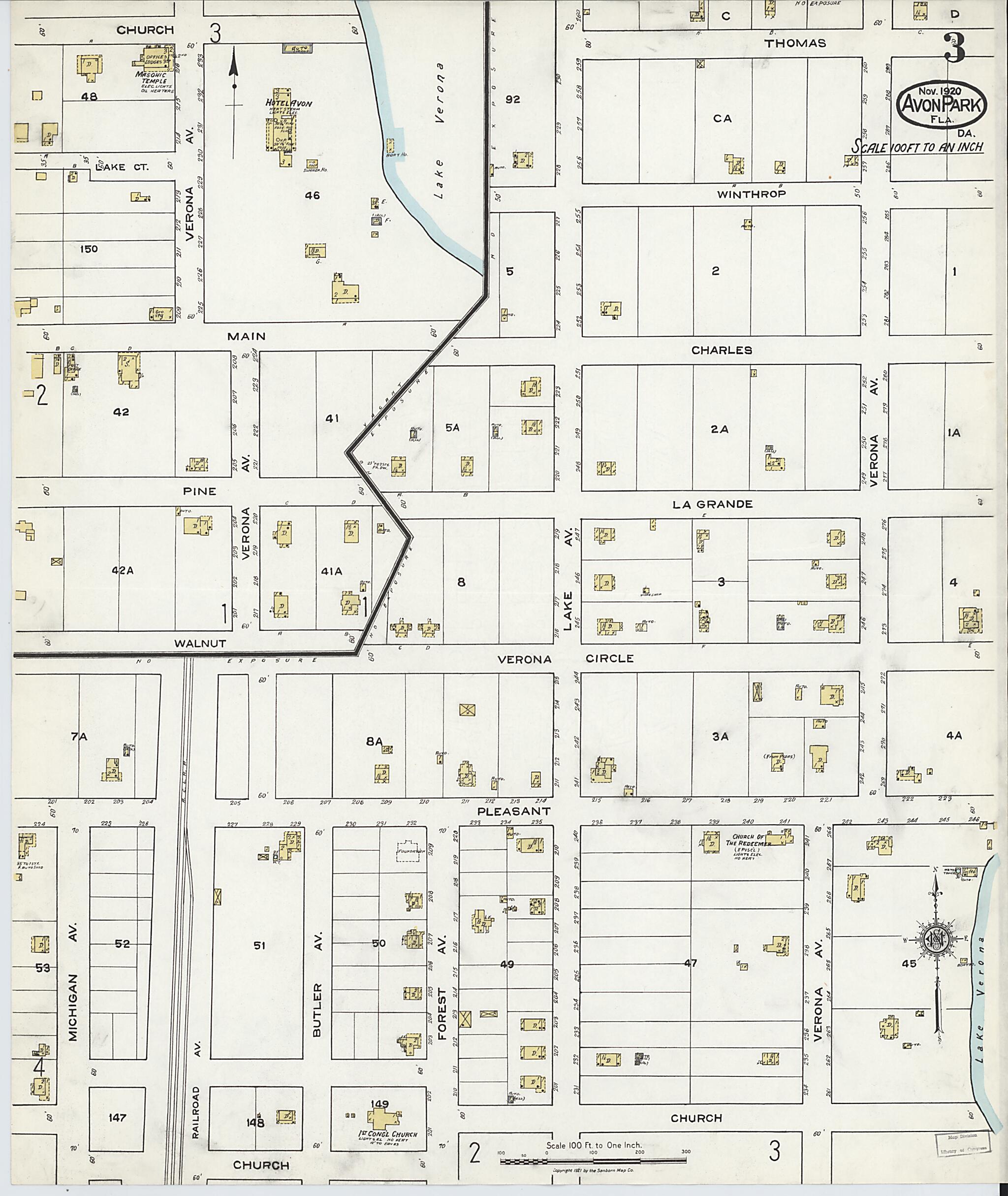 This old map of Avon Park, Highlands County, Florida was created by Sanborn Map Company in 1920