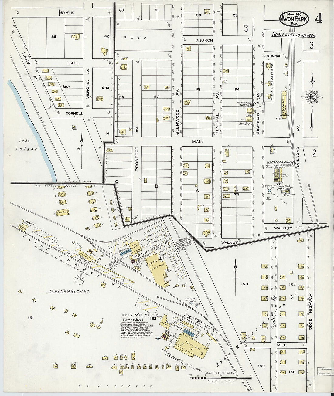 This old map of Avon Park, Highlands County, Florida was created by Sanborn Map Company in 1920