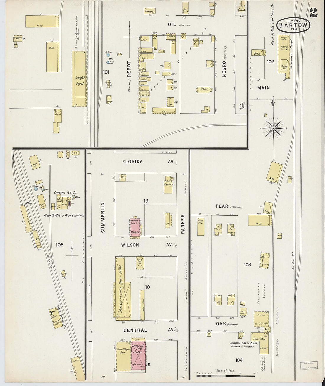 This old map of Bartow, Polk County, Florida was created by Sanborn Map Company in 1895